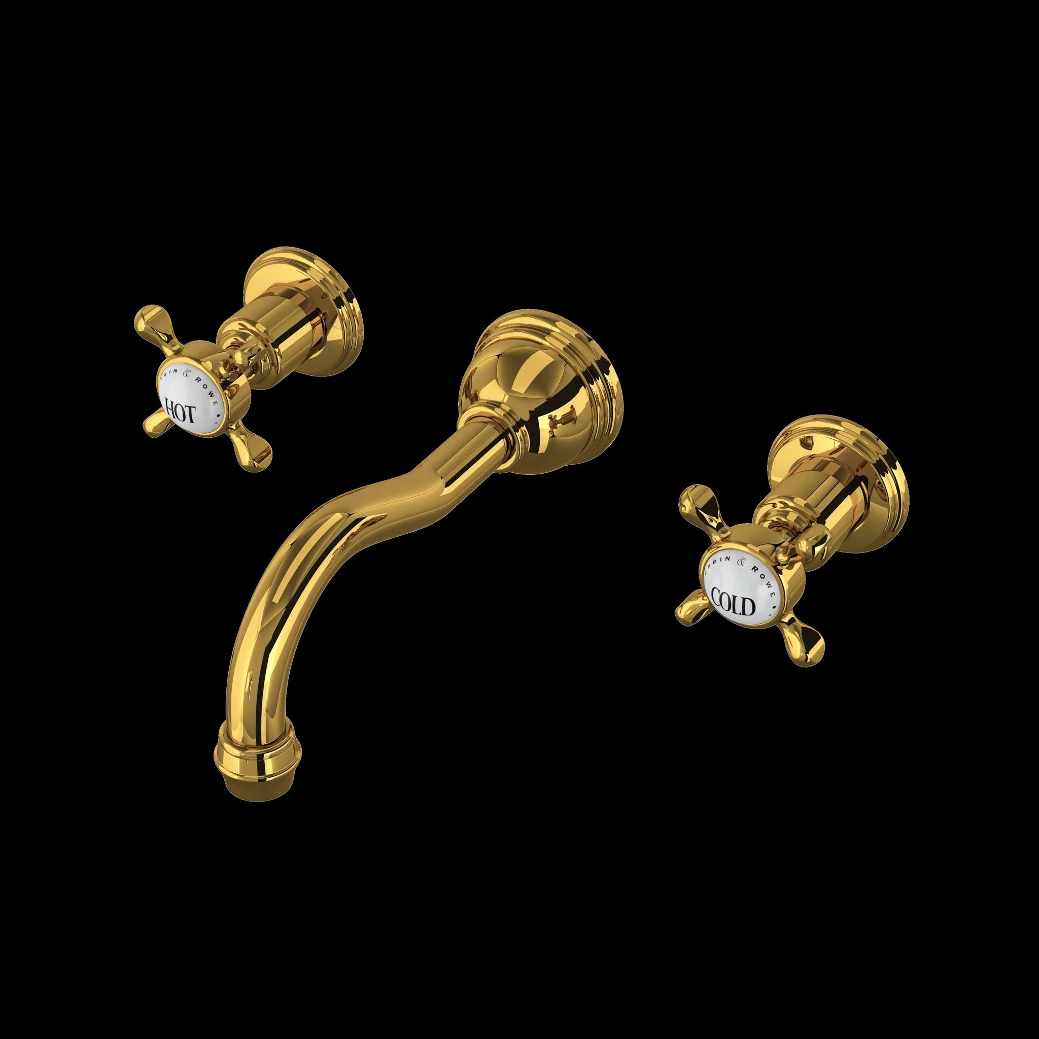 Perrin & Rowe U.3791 Edwardian Wall Mount Lavatory Faucet With Column Spout - Image 6