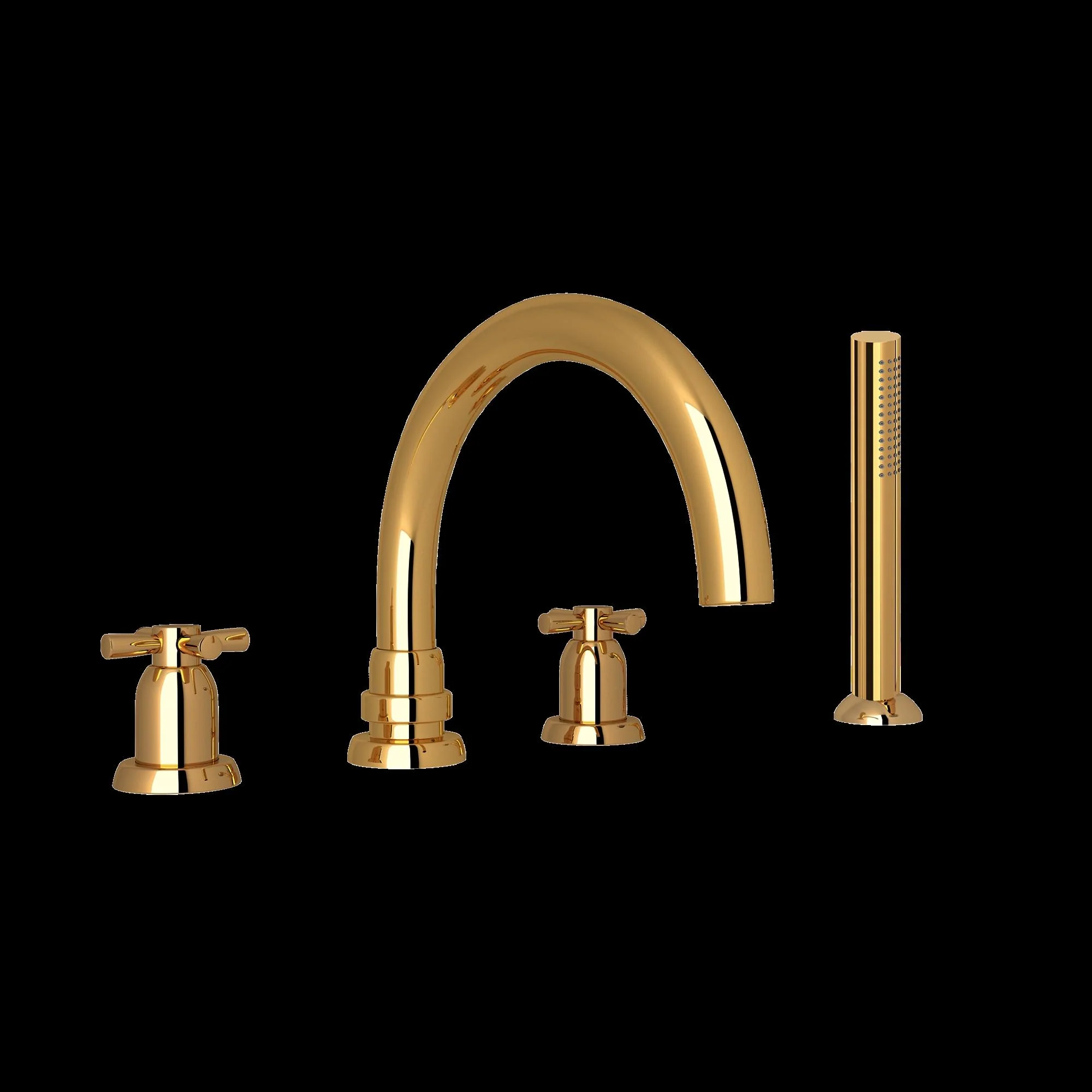 Perrin & Rowe U.3976 Holborn 4-Hole Deck Mount Tub Filler with C-Spout - Image 2