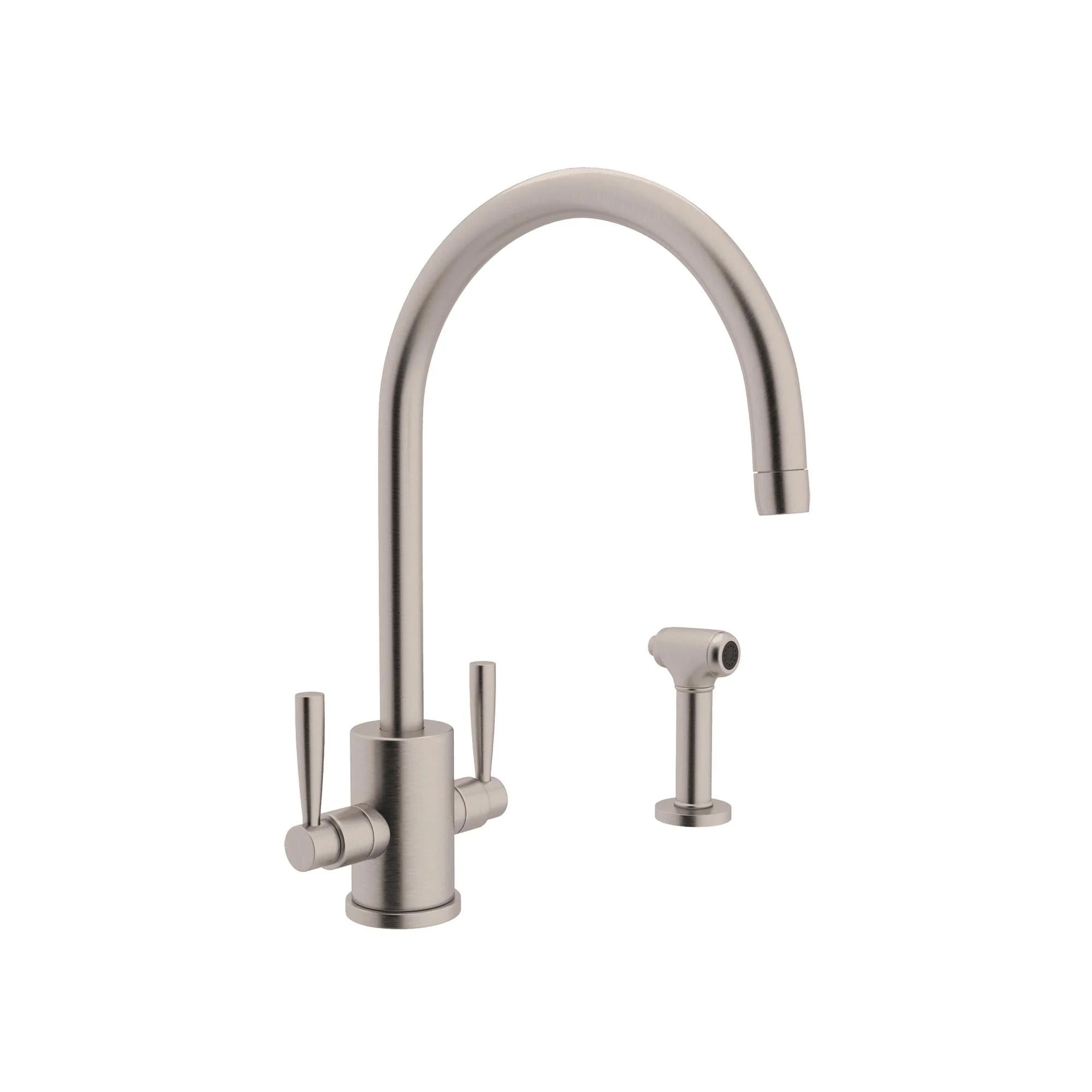 Perrin & Rowe U.4312 Holborn Two Handle Kitchen Faucet With C-Spout and Side Spray - Image 5