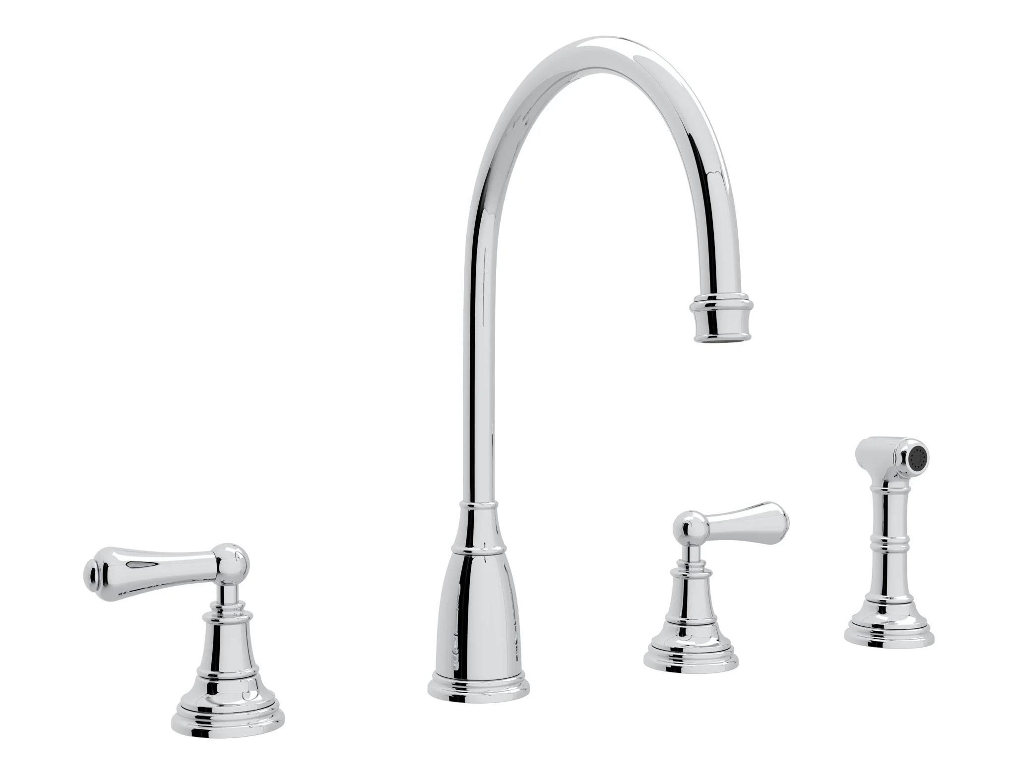 Perrin & Rowe U.4736 Georgian Era Two Handle Kitchen Faucet With Side Spray