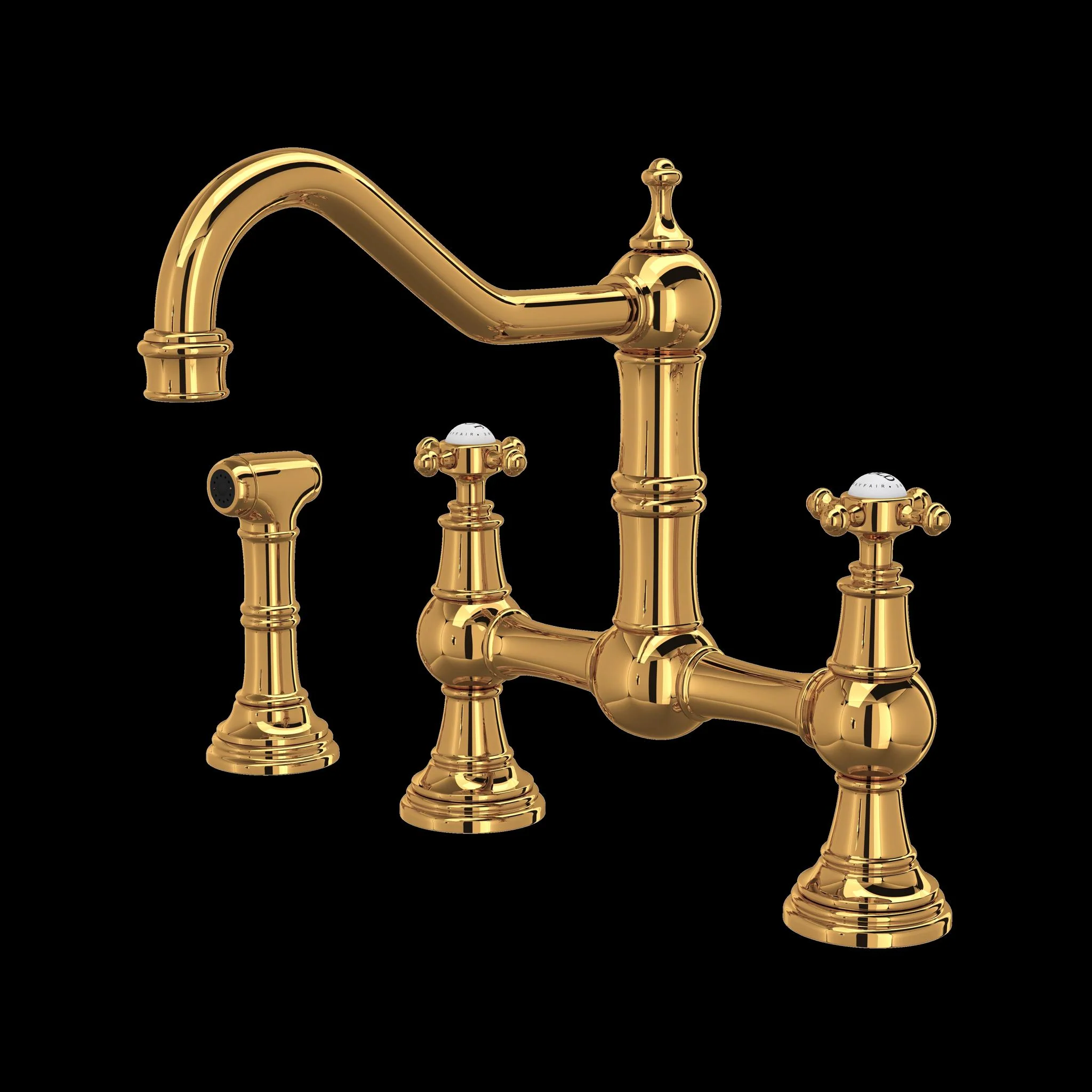 Perrin & Rowe U.4755 Edwardian Bridge Kitchen Faucet With Side Spray - Image 3