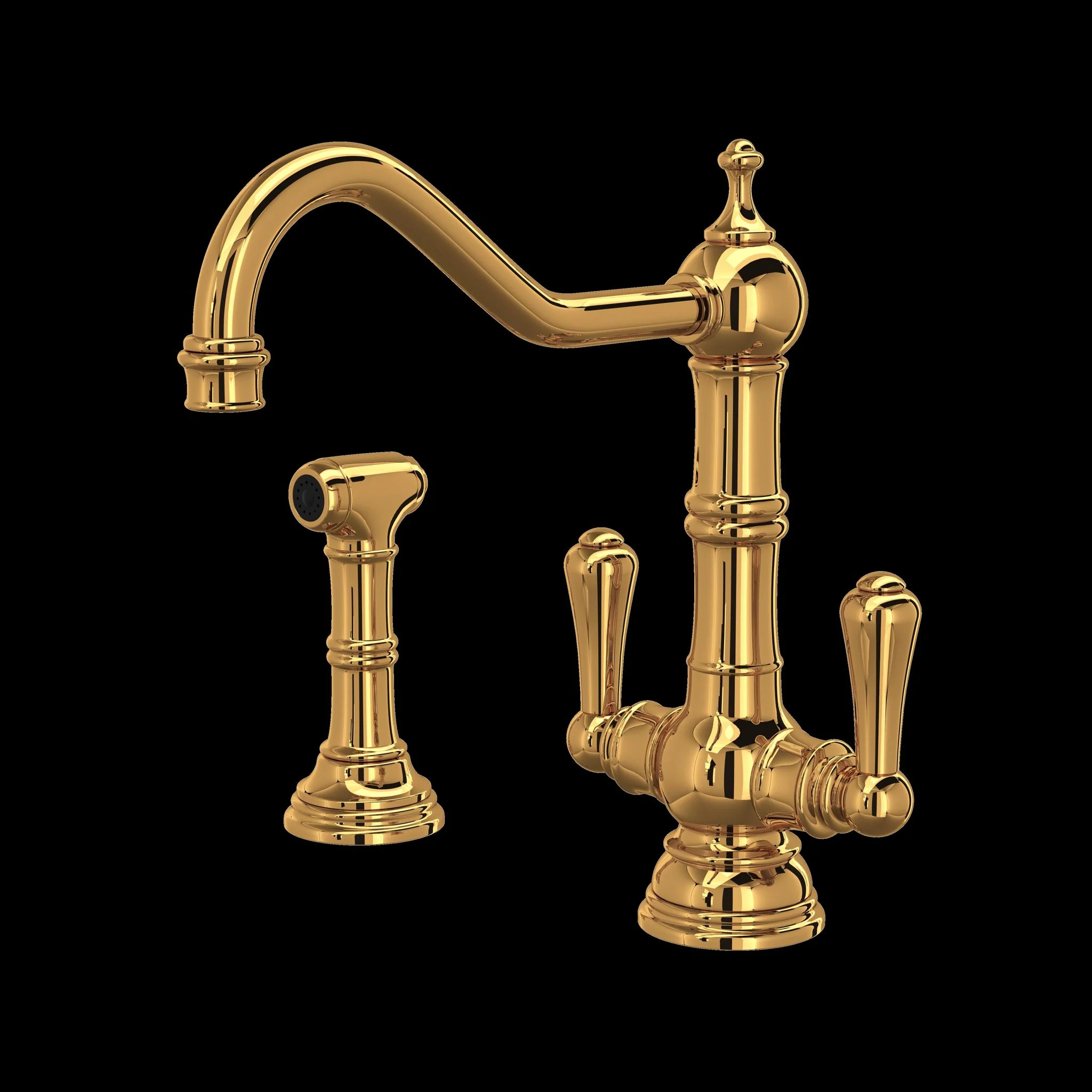 Perrin & Rowe U.4766 Edwardian Two Handle Kitchen Faucet With Side Spray - Image 3