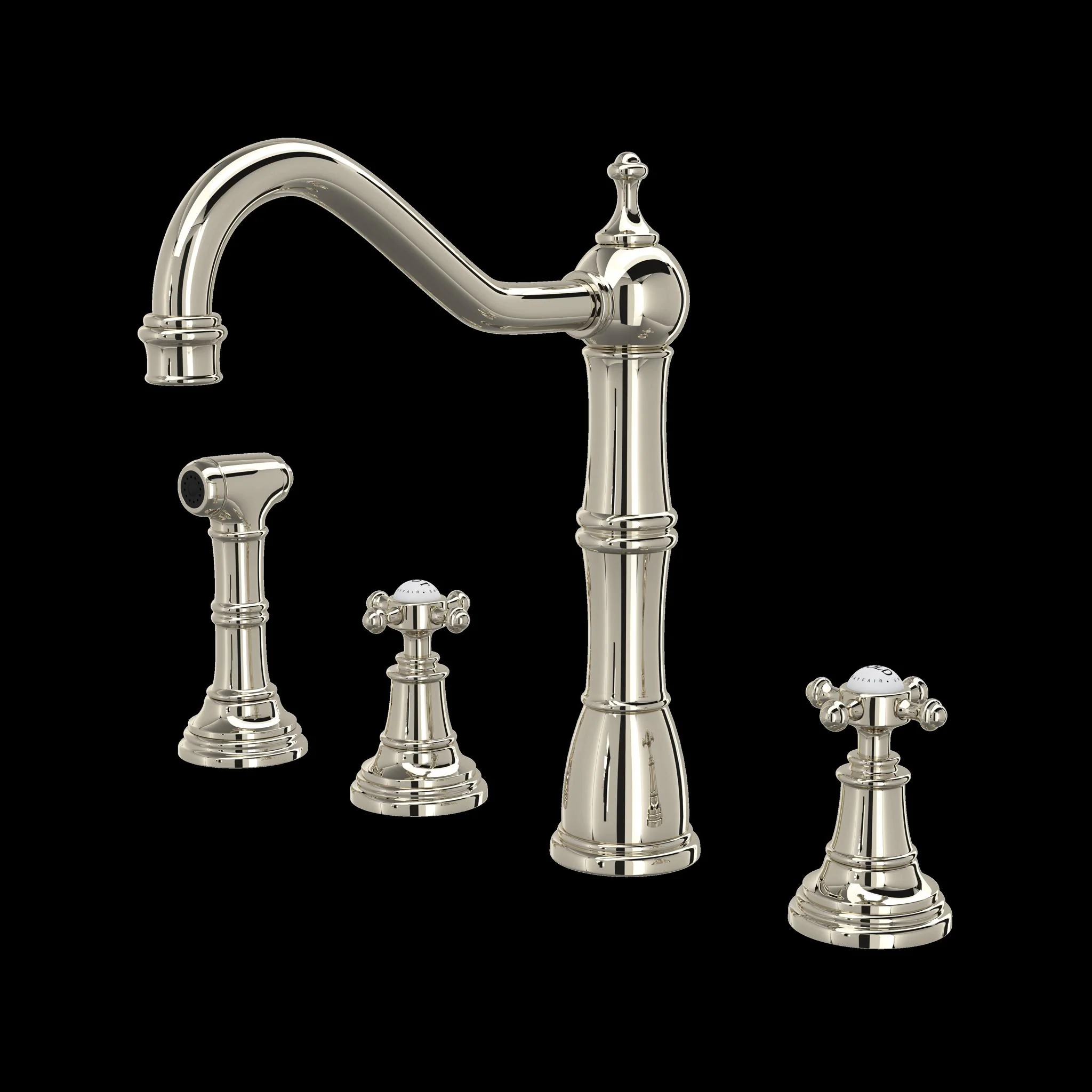 Perrin & Rowe U.4775 Edwardian Two Handle Kitchen Faucet With Side Spray - Image 4