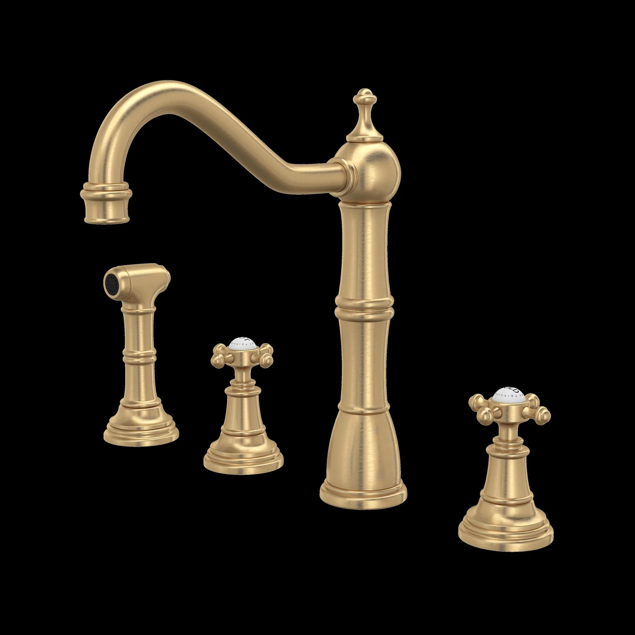 Perrin & Rowe U.4775 Edwardian Two Handle Kitchen Faucet With Side Spray - Image 5