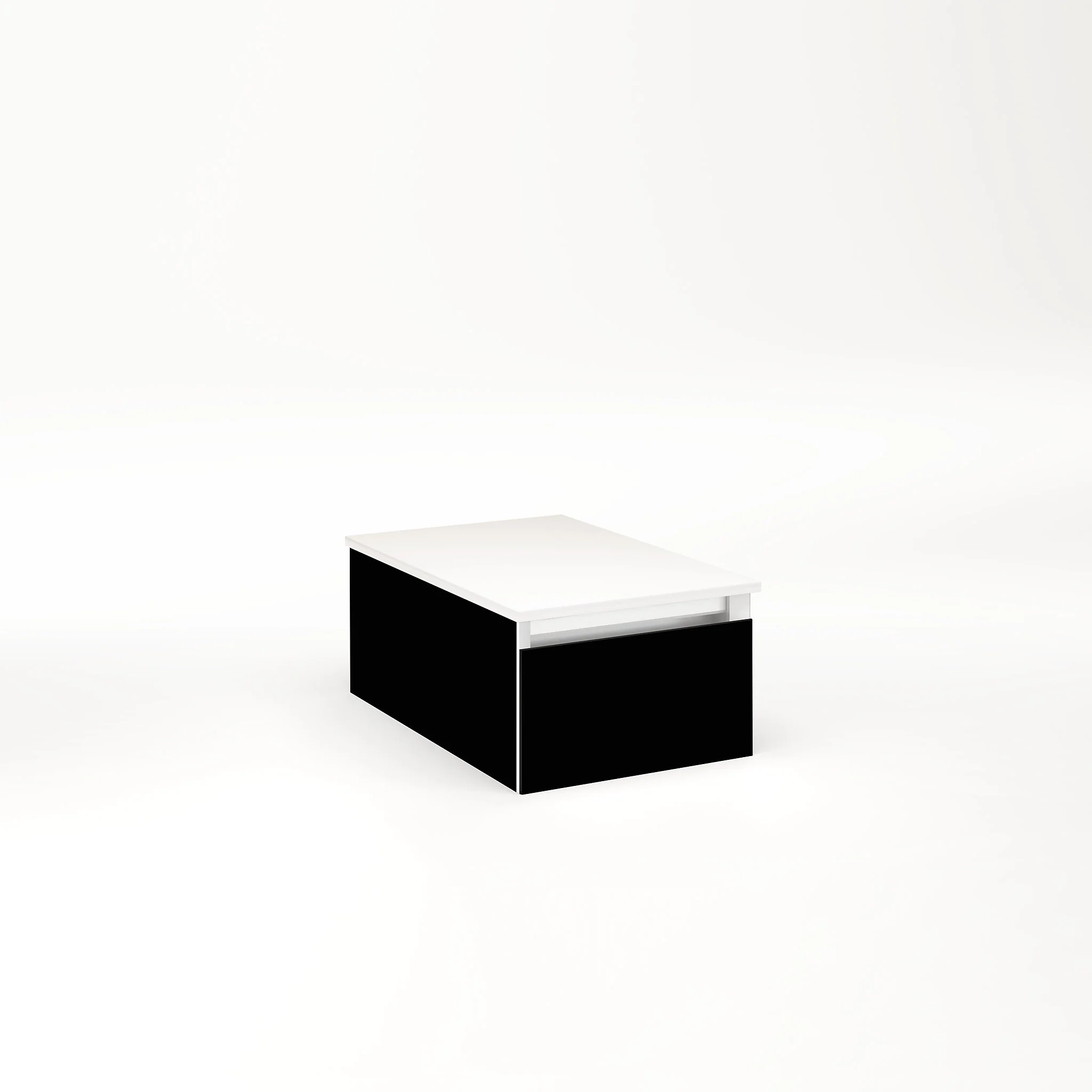 robern VM12H1D18F20S Cartesian Vanity, 12" x 7-1/2" x 18", Black, Full Drawer, Selectable Night Light, 2700K/4000K Temperature (Warm/Cool Light)