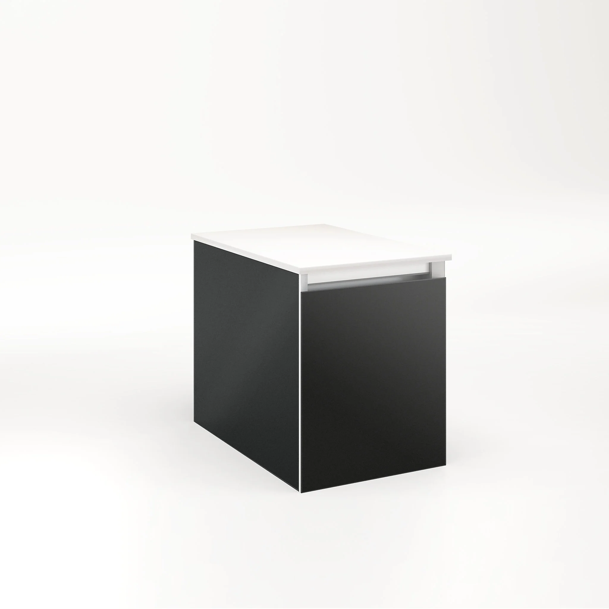 robern VM12H2D18F28L Cartesian Vanity, 12" x 15" x 18", Matte Black, Full Drawer, Night Light, 5000K Temperature (Cool Light)