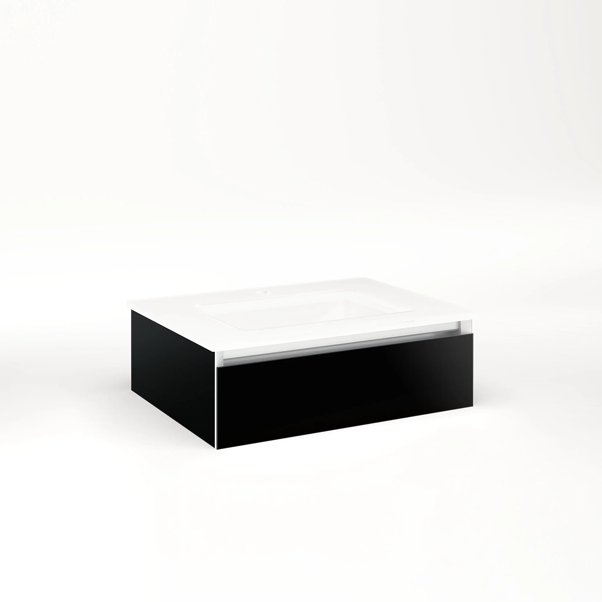 robern VM24H1D18F20L Cartesian Vanity, 24" x 7-1/2" x 18", Black, Full Drawer, Night Light, 5000K Temperature (Cool Light)