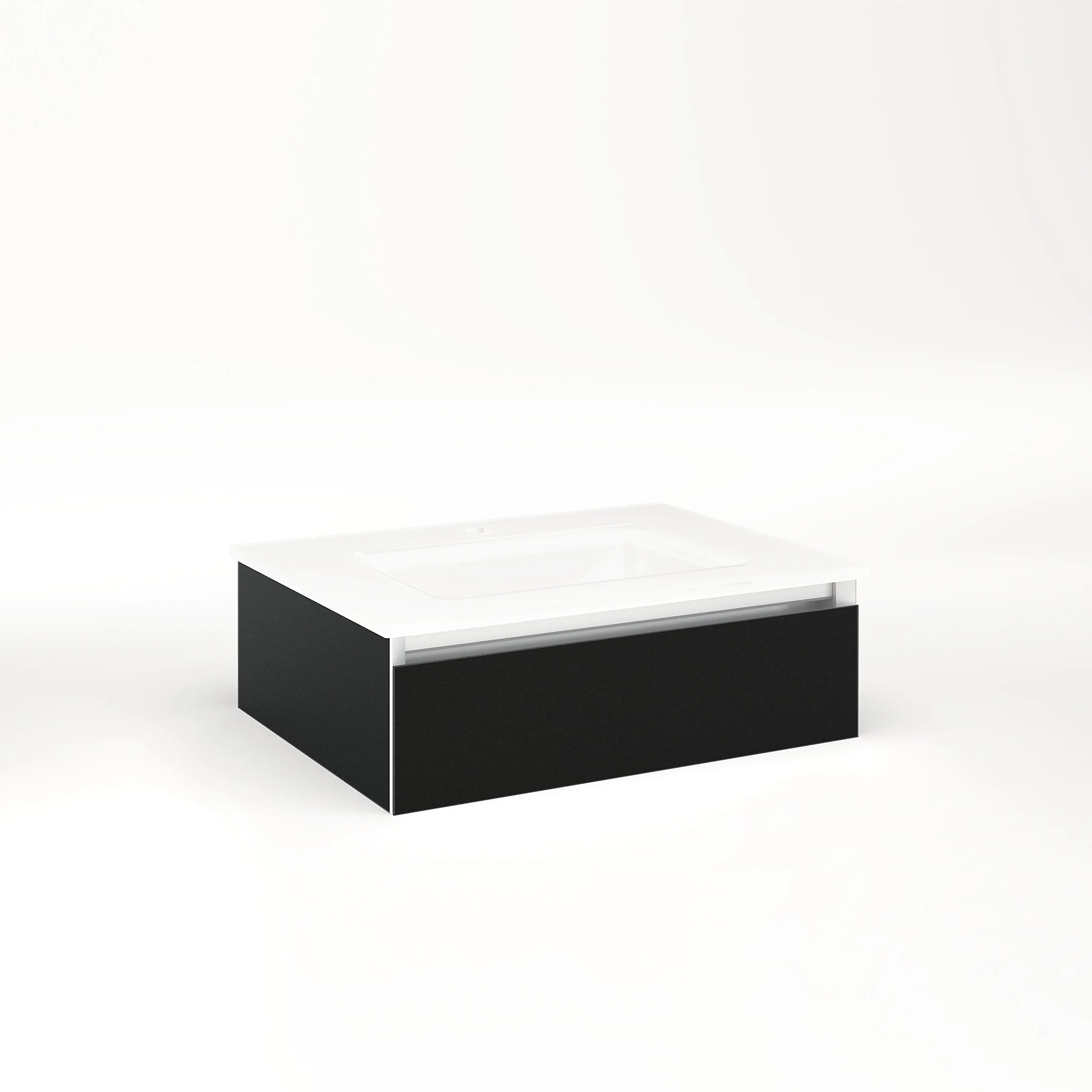 robern VM24H1D18F28L Cartesian Vanity, 24" x 7-1/2" x 18", Matte Black, Full Drawer, Night Light, 5000K Temperature (Cool Light)