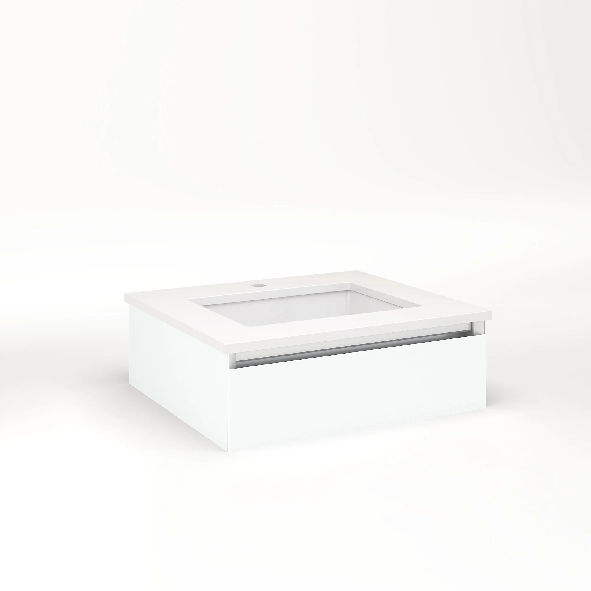robern VM24H1D21P26L Cartesian Vanity, 24" x 7-1/2" x 21", Matte White, Plumbing Drawer, Night Light, 5000K Temperature (Cool Light)