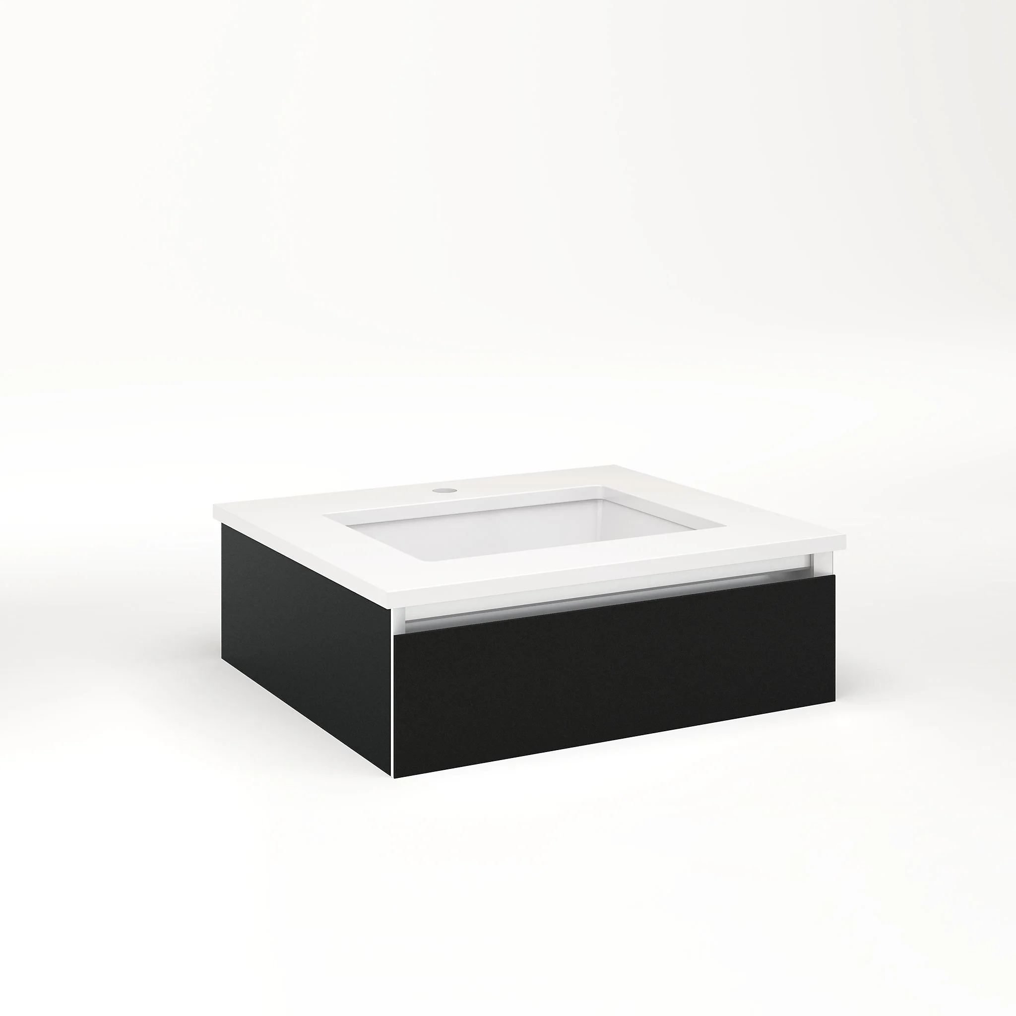 robern VM24H1D21T28L Cartesian Vanity, 24" x 7-1/2" x 21", Matte Black, Tip Out Drawer, Night Light, 5000K Temperature (Cool Light)
