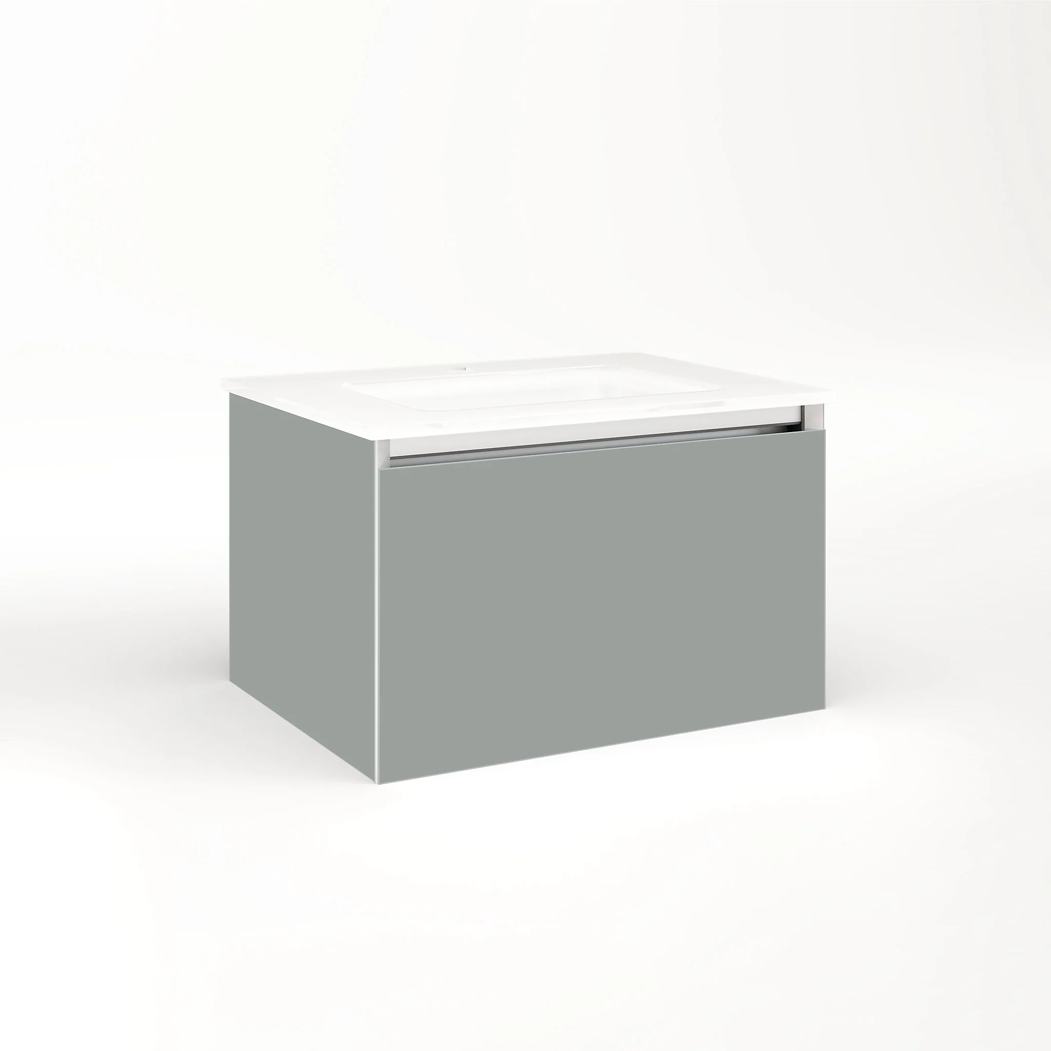 robern VM24H2D18P27L Cartesian Vanity, 24" x 15" x 18", Matte Gray, Plumbing Drawer, Night Light, 5000K Temperature (Cool Light)