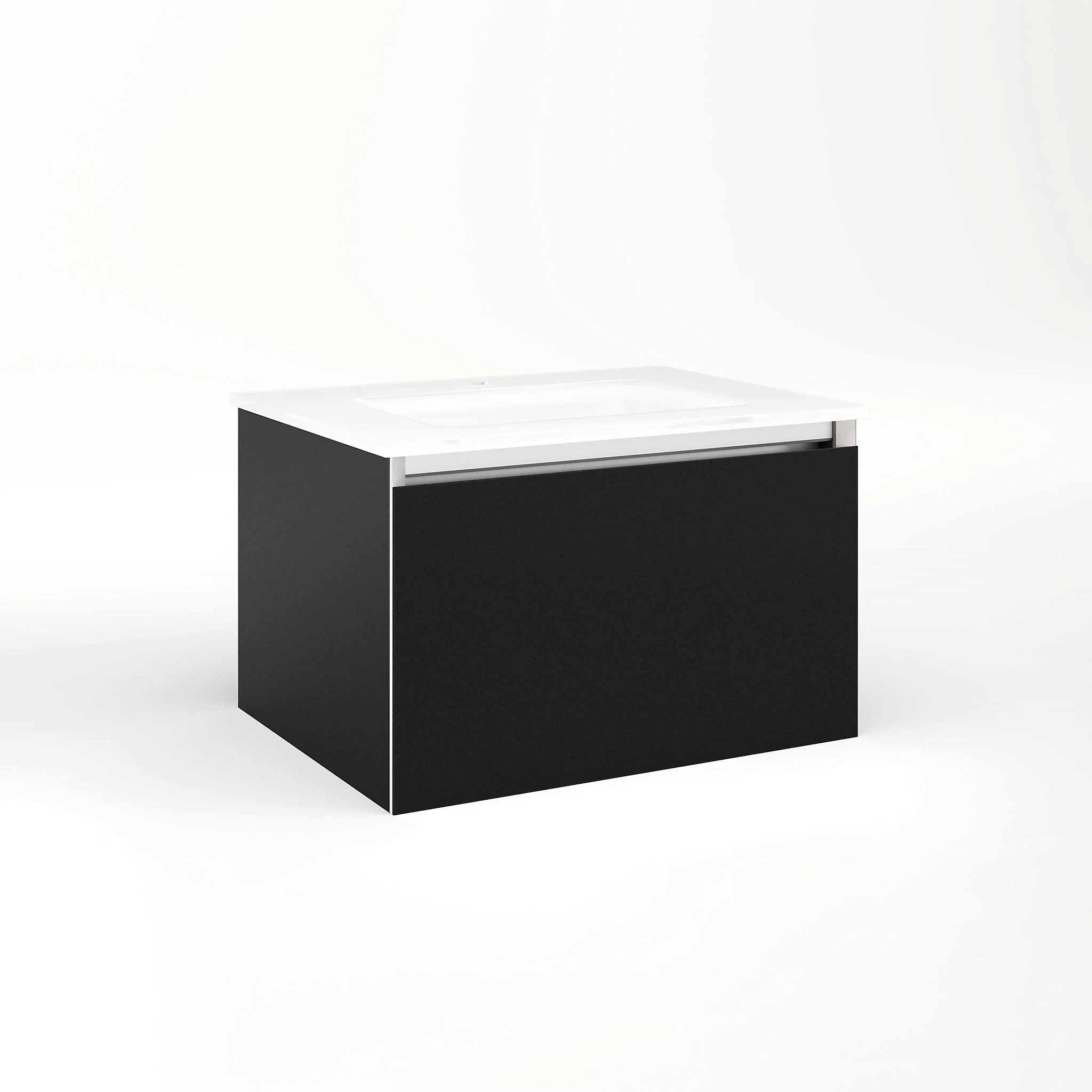 robern VM24H2D18P28L Cartesian Vanity, 24" x 15" x 18", Matte Black, Plumbing Drawer, Night Light, 5000K Temperature (Cool Light)