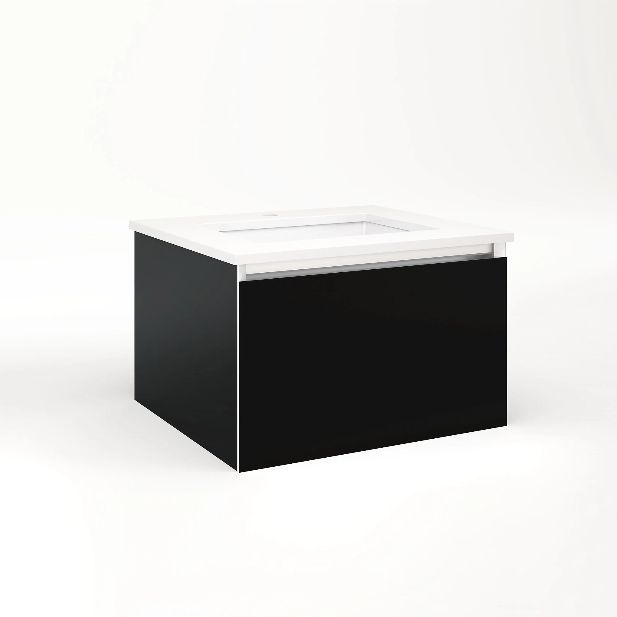 robern VM24H2D21F20N Cartesian Vanity, 24" x 15" x 21", Black, Full Drawer, No Night Light