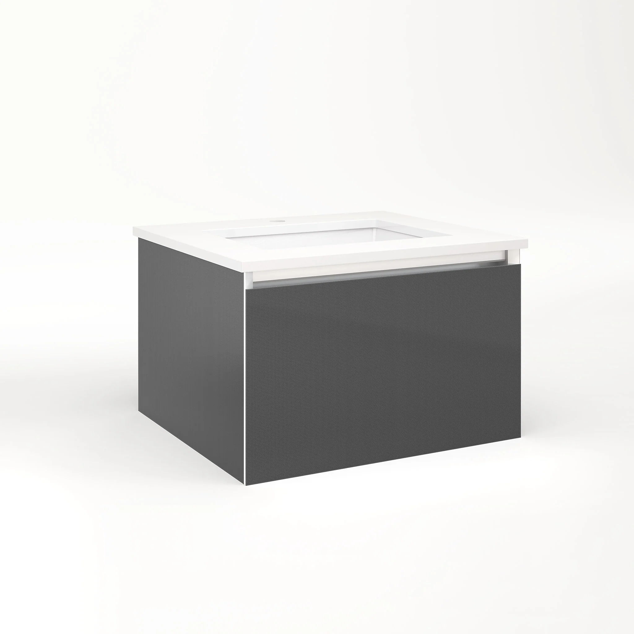 robern VM24H2D21F24L Cartesian Vanity, 24" x 15" x 21", Smoke Screen, Full Drawer, Night Light, 5000K Temperature (Cool Light)