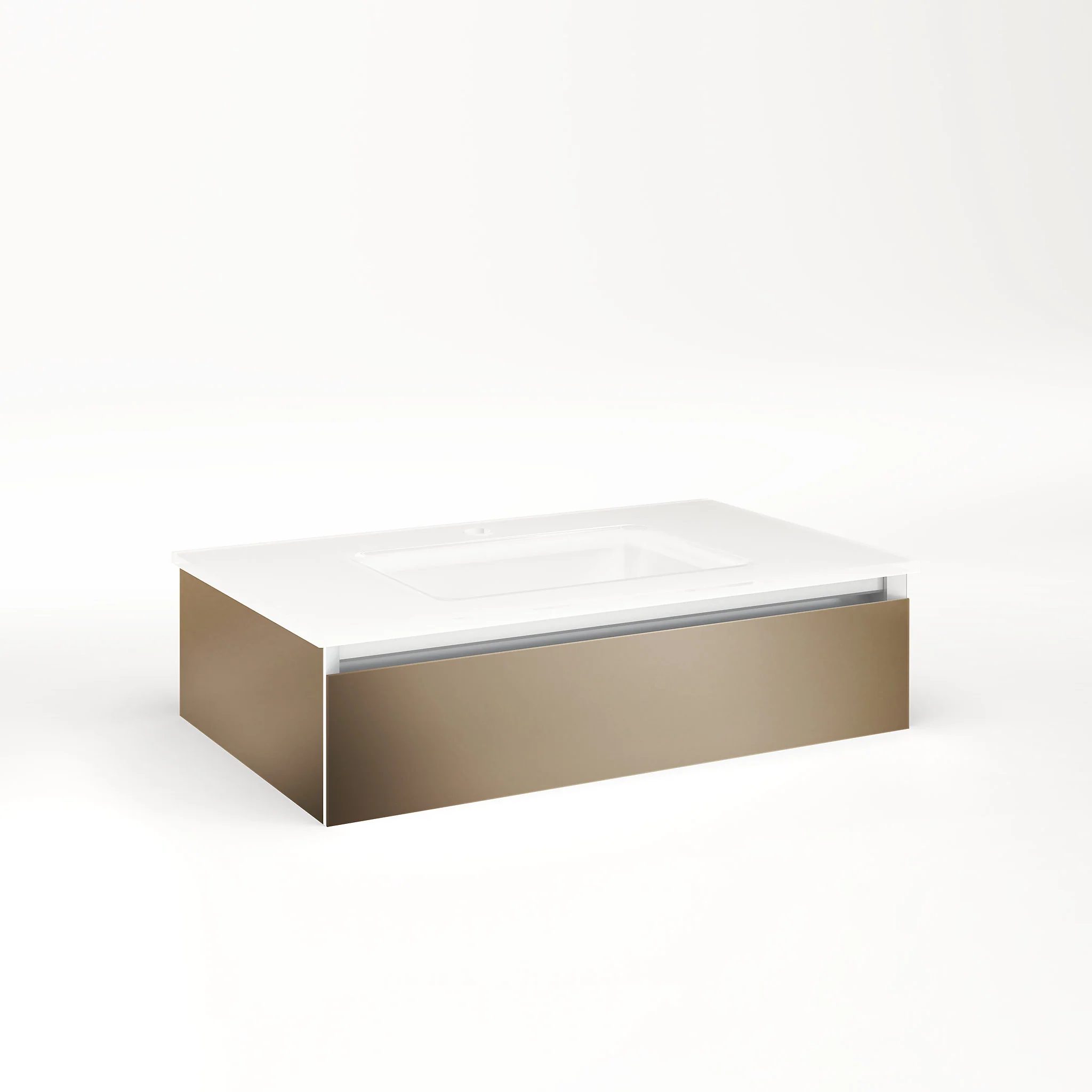 robern VM30H1D18F12L Cartesian Vanity, 30" x 7-1/2" x 18", Satin Bronze, Full Drawer, Night Light, 5000K Temperature (Cool Light)