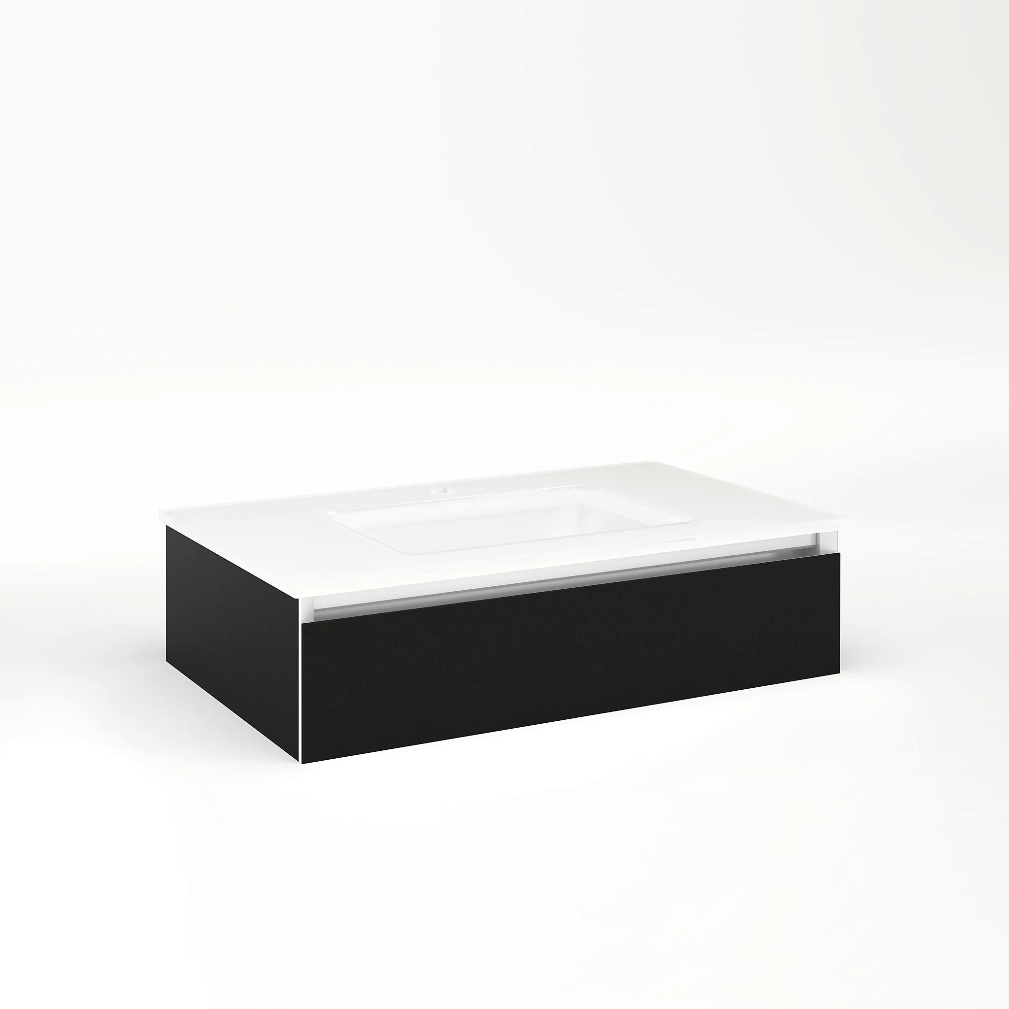 robern VM30H1D18P20S Cartesian Vanity, 30" x 7-1/2" x 18", Black, Plumbing Drawer, Selectable Night Light, 2700K/4000K Temperature (Warm/Cool Light)