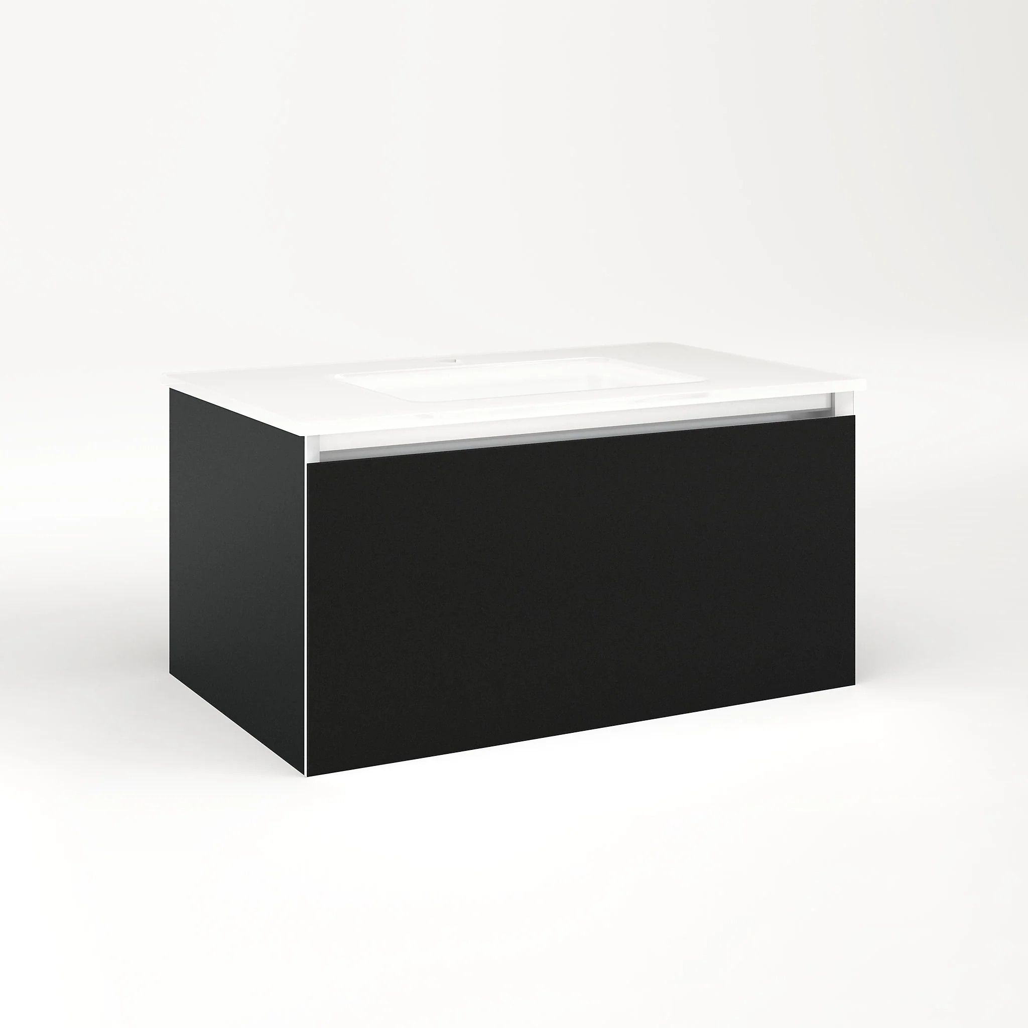 robern VM30H2D18F28L Cartesian Vanity, 30" x 15" x 18", Matte Black, Full Drawer, Night Light, 5000K Temperature (Cool Light)