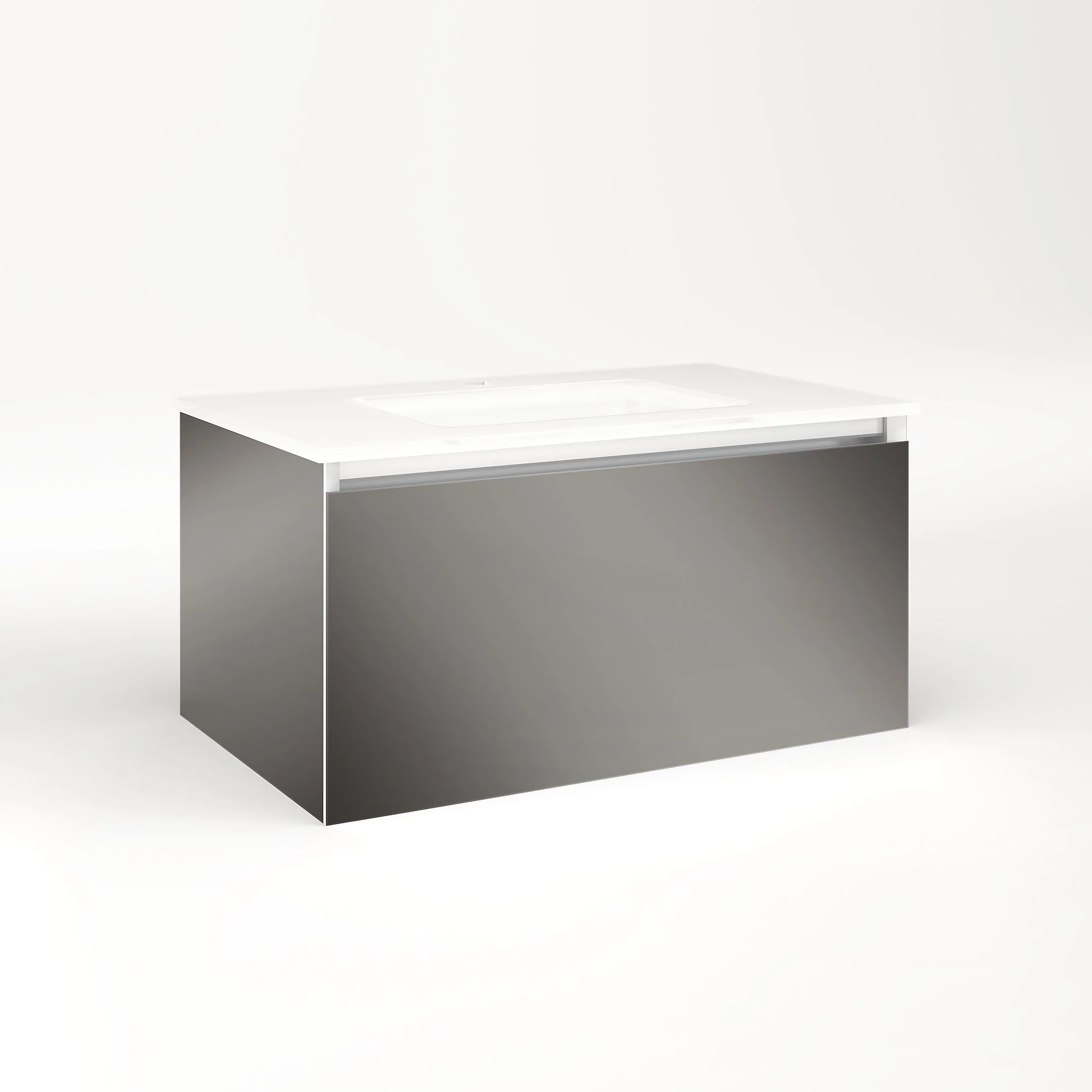 robern VM30H2D18P11L Cartesian Vanity, 30" x 15" x 18", Tinted Gray Mirror, Plumbing Drawer, Night Light, 5000K Temperature (Cool Light)
