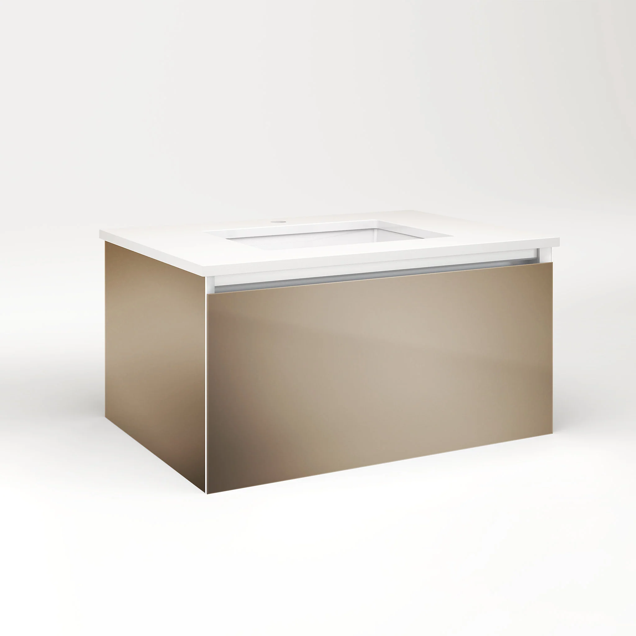 robern VM30H2D21F12L Cartesian Vanity, 30" x 15" x 21", Satin Bronze, Full Drawer, Night Light, 5000K Temperature (Cool Light)
