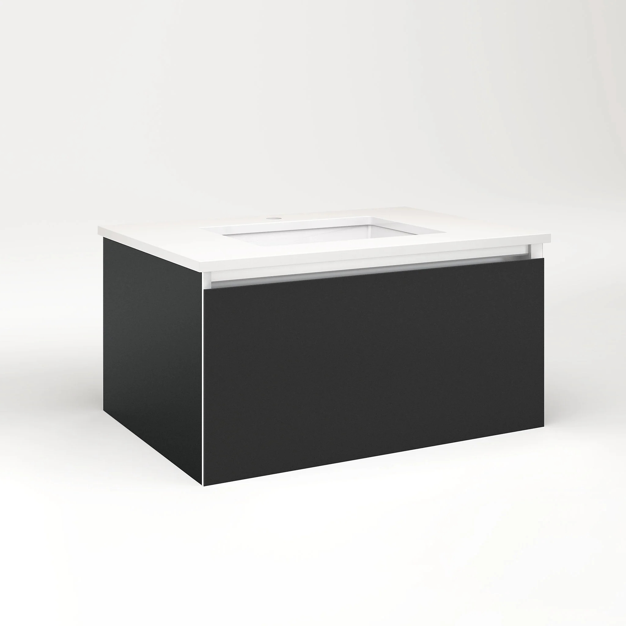 robern VM30H2D21F28L Cartesian Vanity, 30" x 15" x 21", Matte Black, Full Drawer, Night Light, 5000K Temperature (Cool Light)