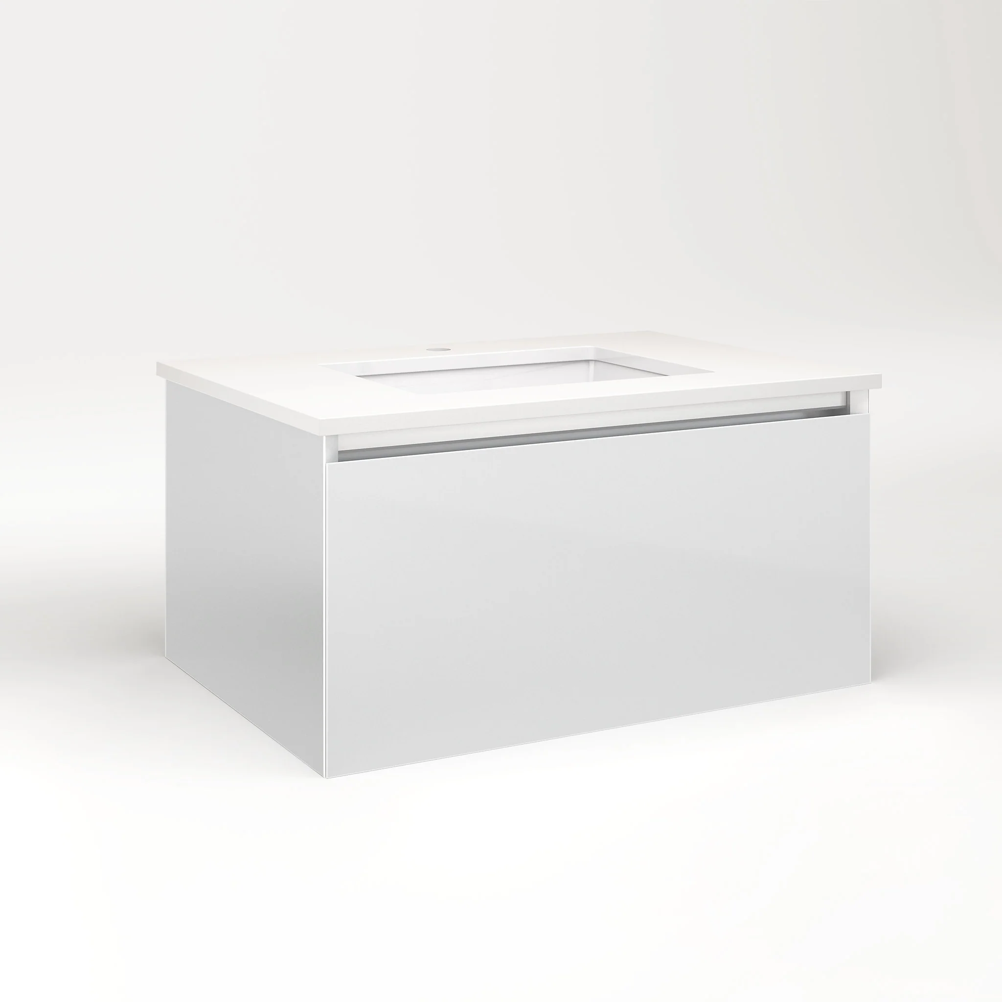 robern VM30H2D21P19L Cartesian Vanity, 30" x 15" x 21", Satin White, Plumbing Drawer, Night Light, 5000K Temperature (Cool Light)