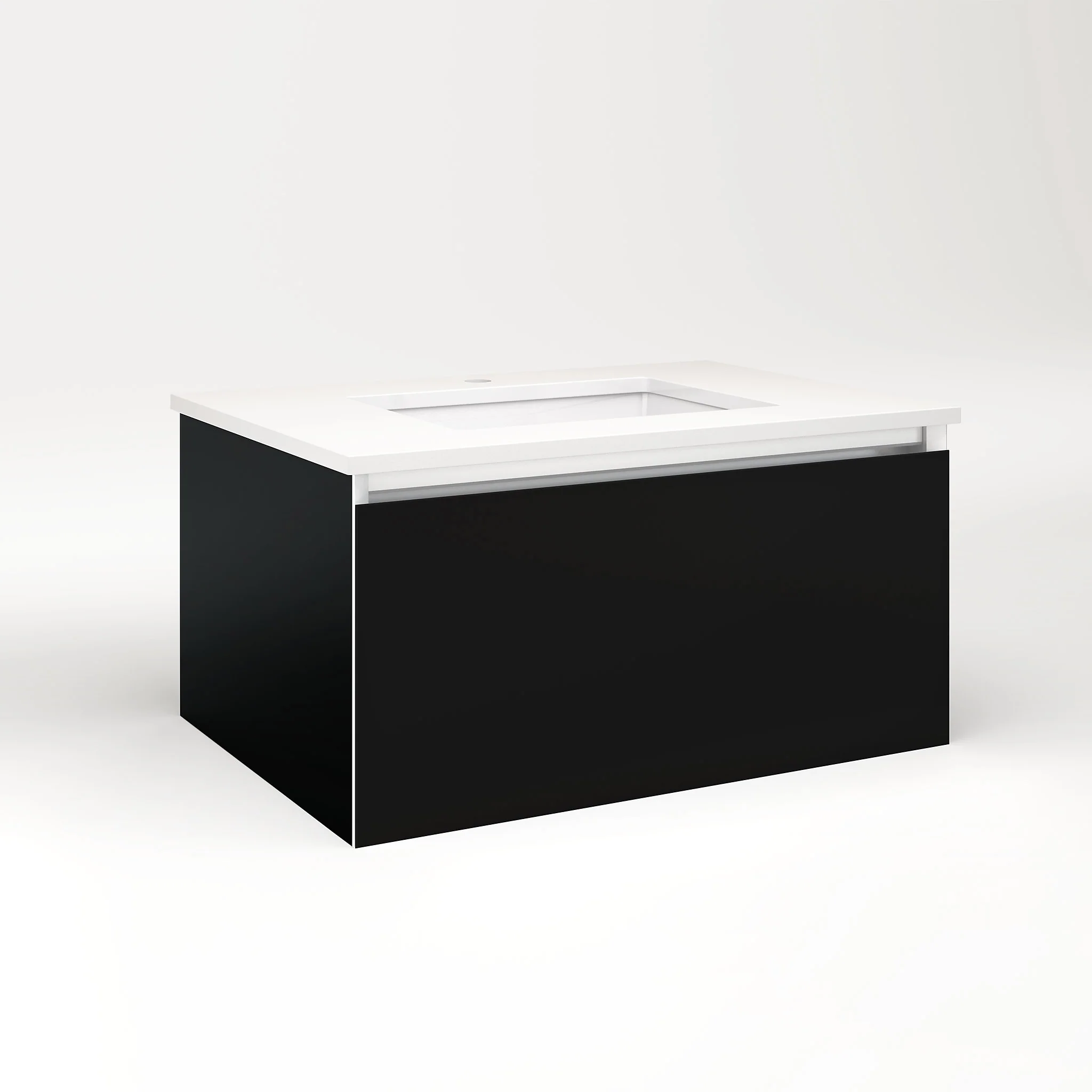 robern VM30H2D21P20N Cartesian Vanity, 30" x 15" x 21", Black, Plumbing Drawer, No Night Light
