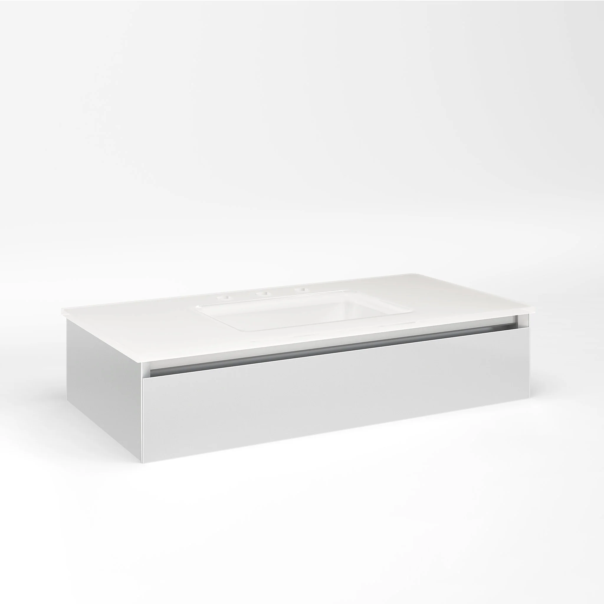 robern VM36H1D18P19L Cartesian Vanity, 36" x 7-1/2" x 18", Satin White, Plumbing Drawer, Night Light, 5000K Temperature (Cool Light)