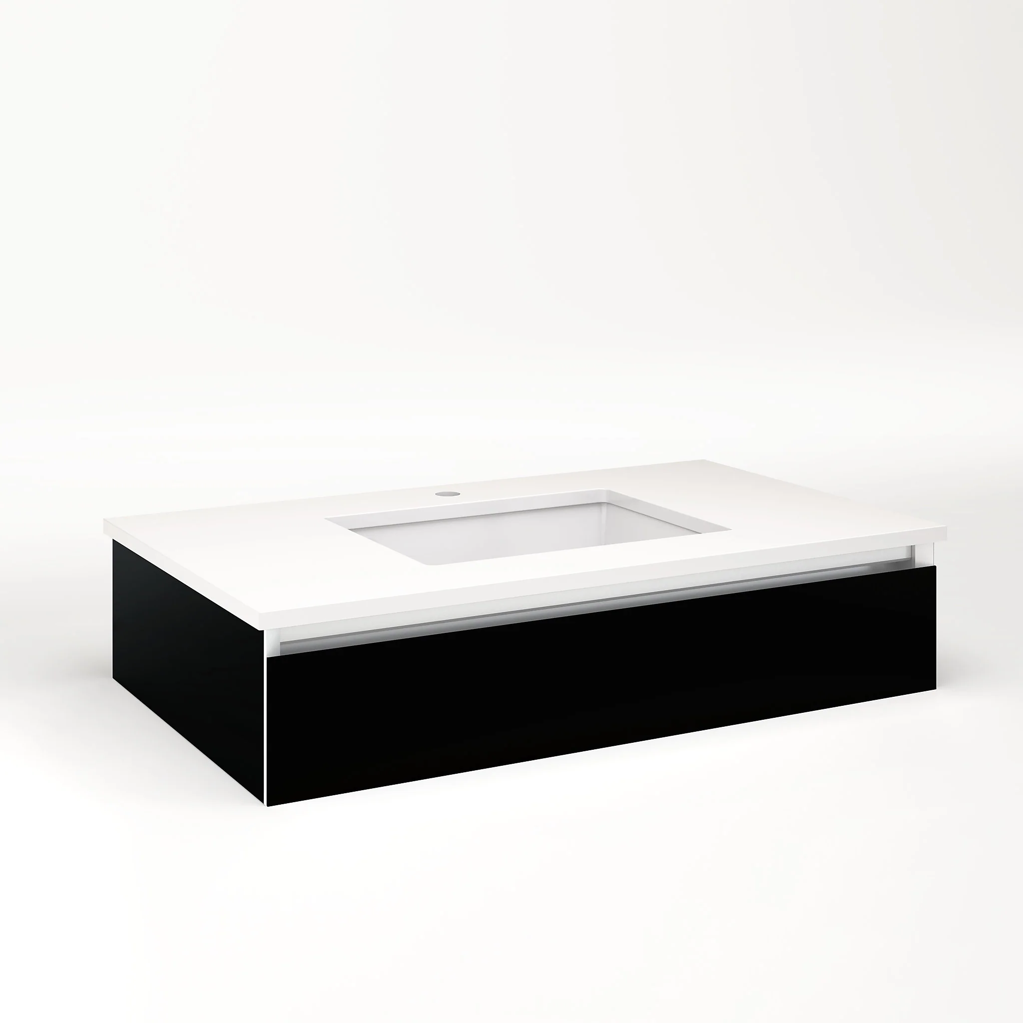 robern VM36H1D21F20N Cartesian Vanity, 36" x 7-1/2" x 21", Black, Full Drawer, No Night Light