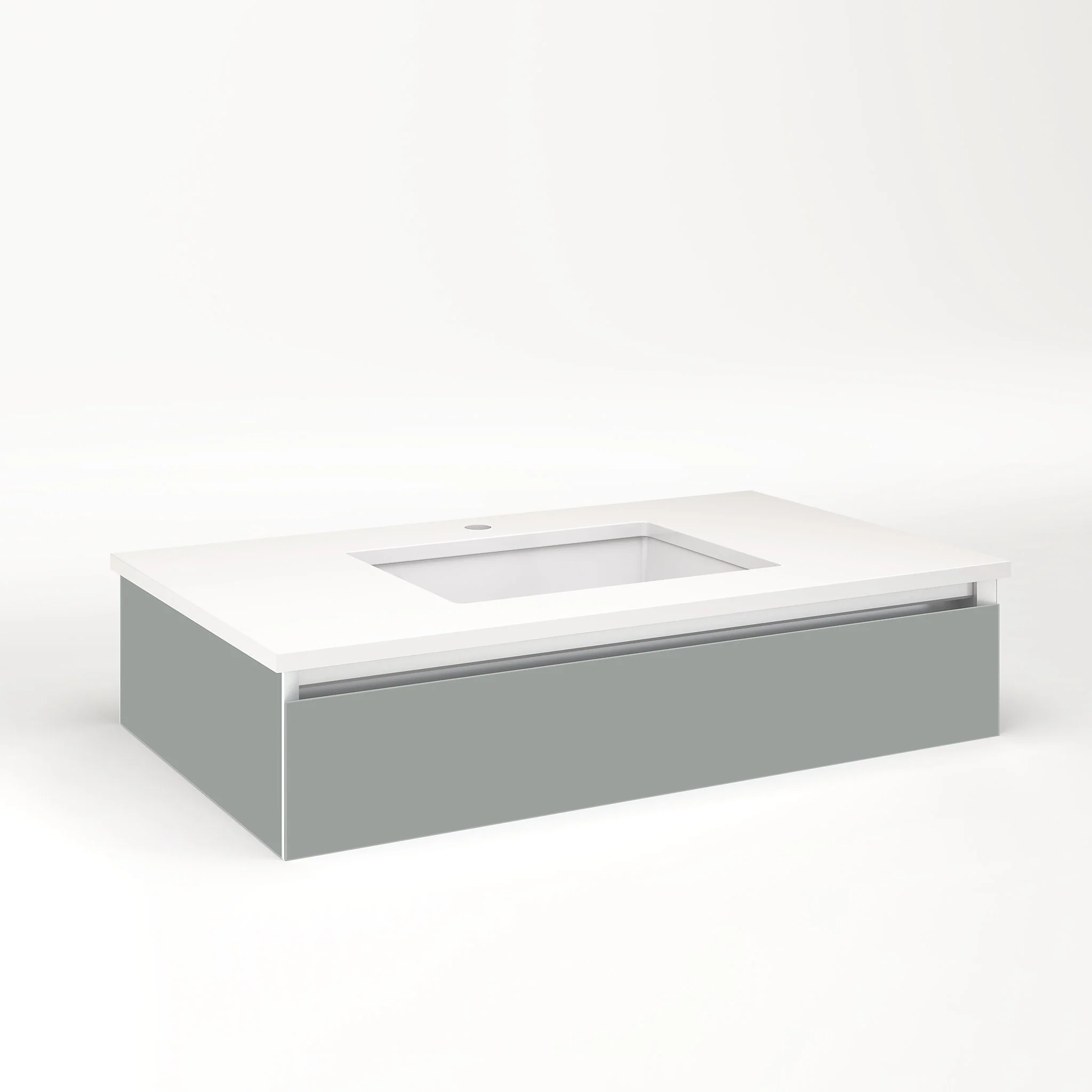 robern VM36H1D21F27L Cartesian Vanity, 36" x 7-1/2" x 21", Matte Gray, Full Drawer, Night Light, 5000K Temperature (Cool Light)
