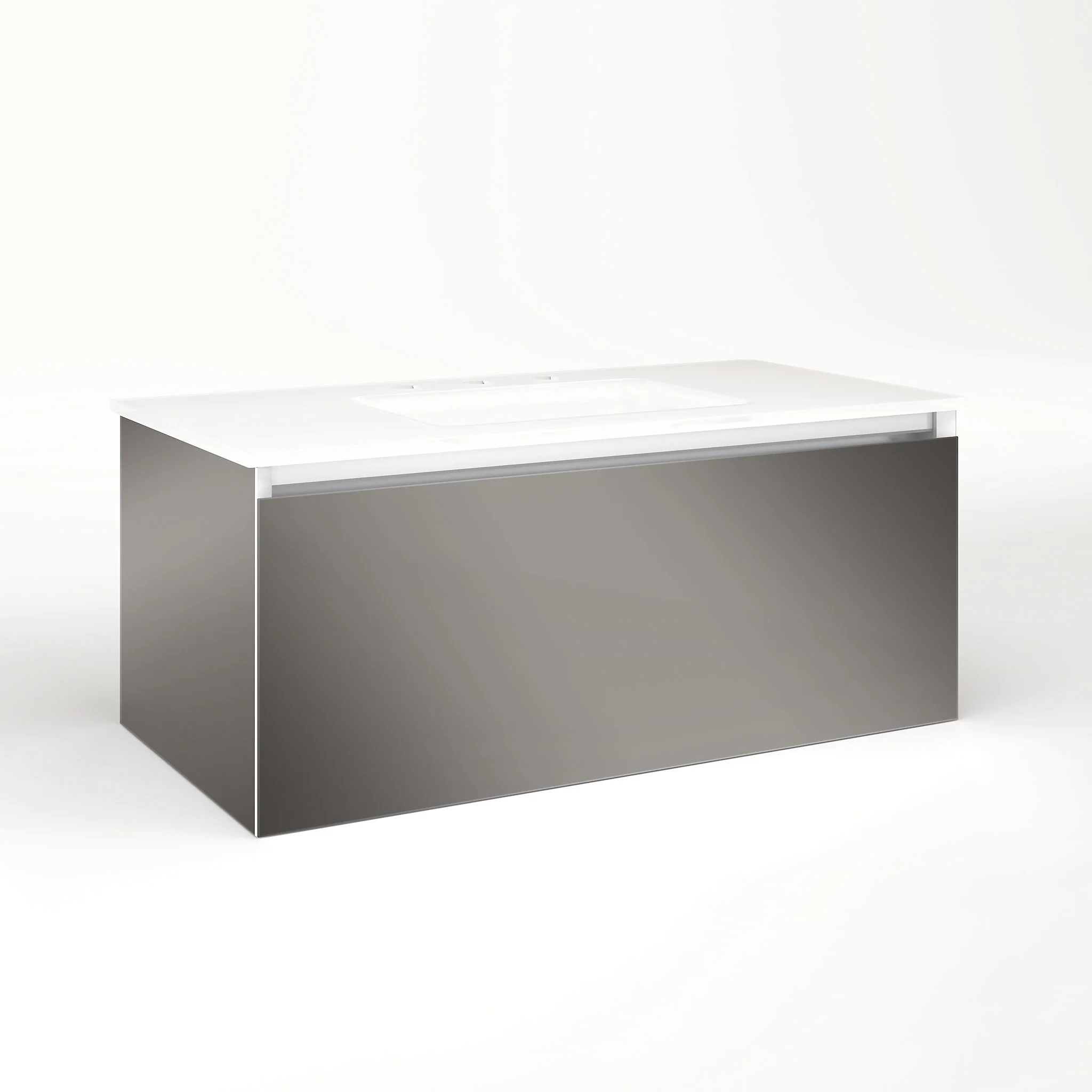 robern VM36H2D18P11L Cartesian Vanity, 36" x 15" x 18", Tinted Gray Mirror, Plumbing Drawer, Night Light, 5000K Temperature (Cool Light)
