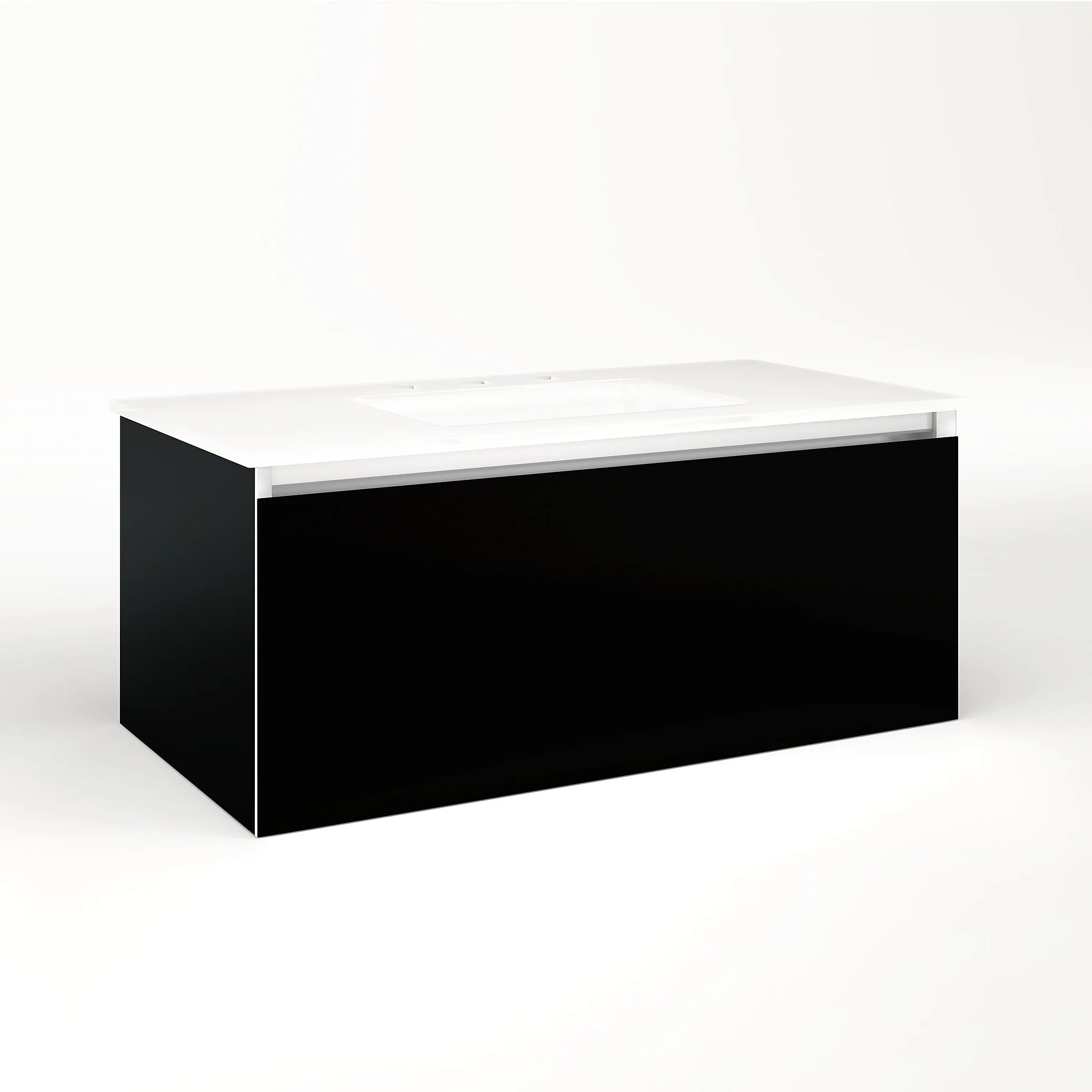 robern VM36H2D18P20N Cartesian Vanity, 36" x 15" x 18", Black, Plumbing Drawer, No Night Light