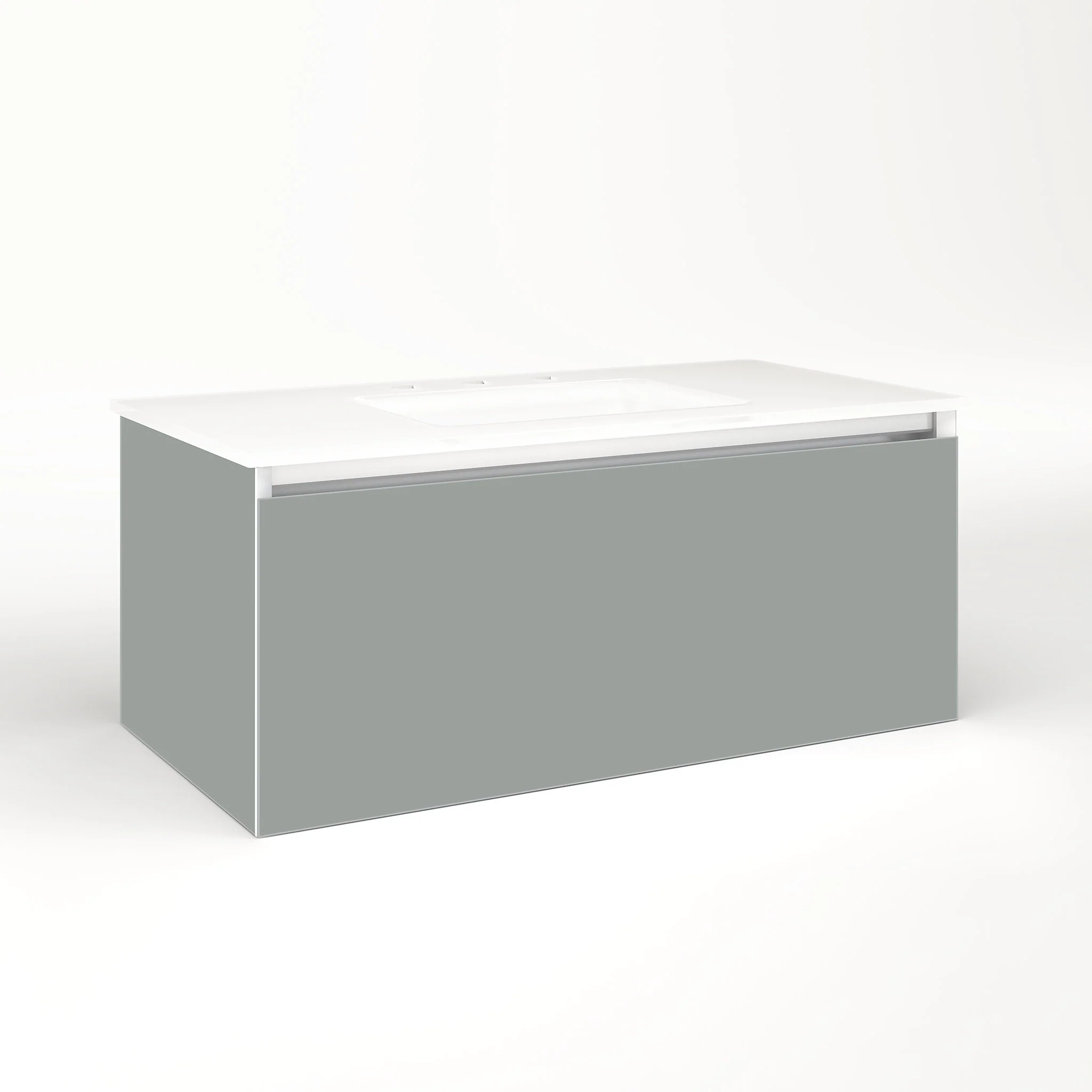 robern VM36H2D18P27N Cartesian Vanity, 36" x 15" x 18", Matte Gray, Plumbing Drawer, No Night Light