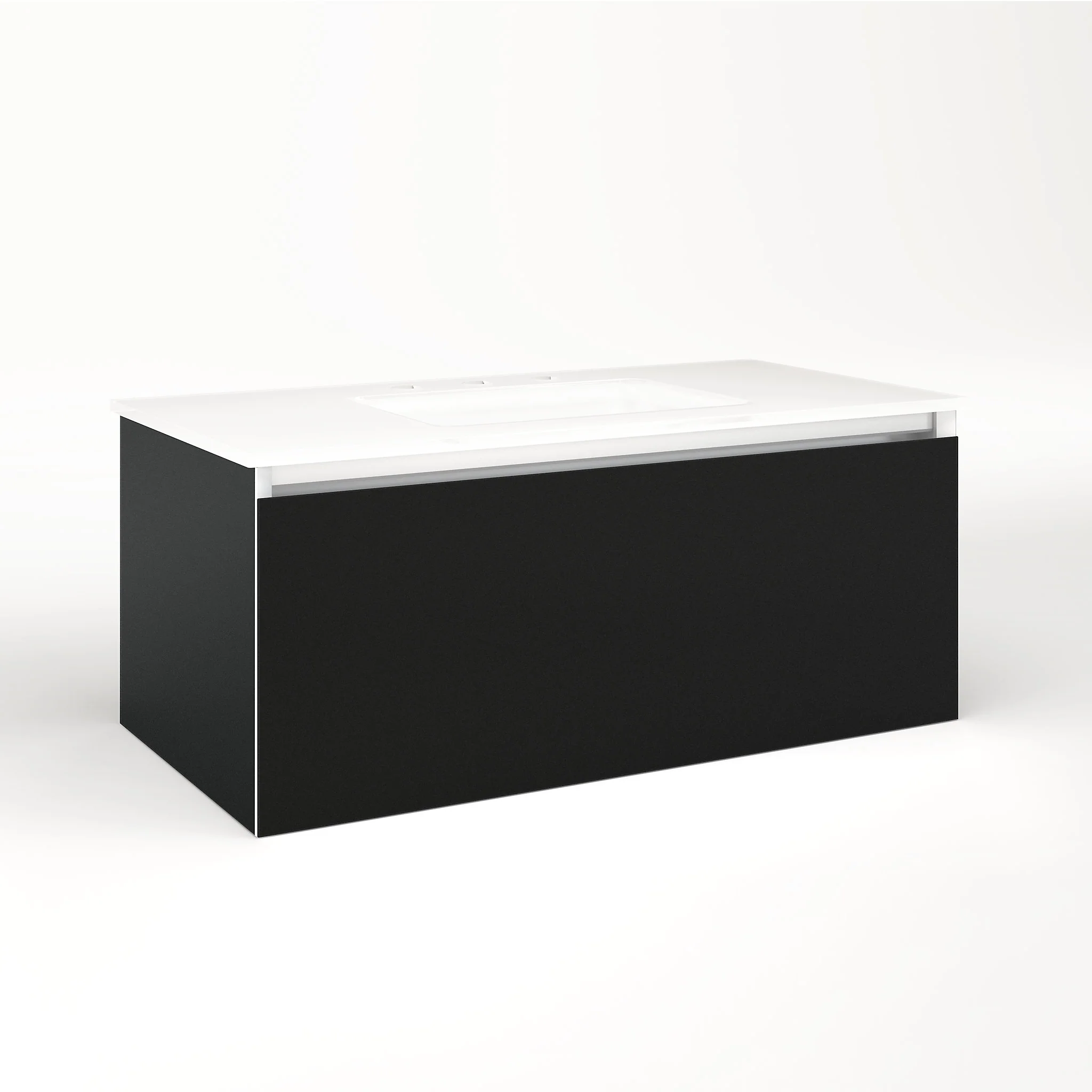 robern VM36H2D18P28L Cartesian Vanity, 36" x 15" x 18", Matte Black, Plumbing Drawer, Night Light, 5000K Temperature (Cool Light)