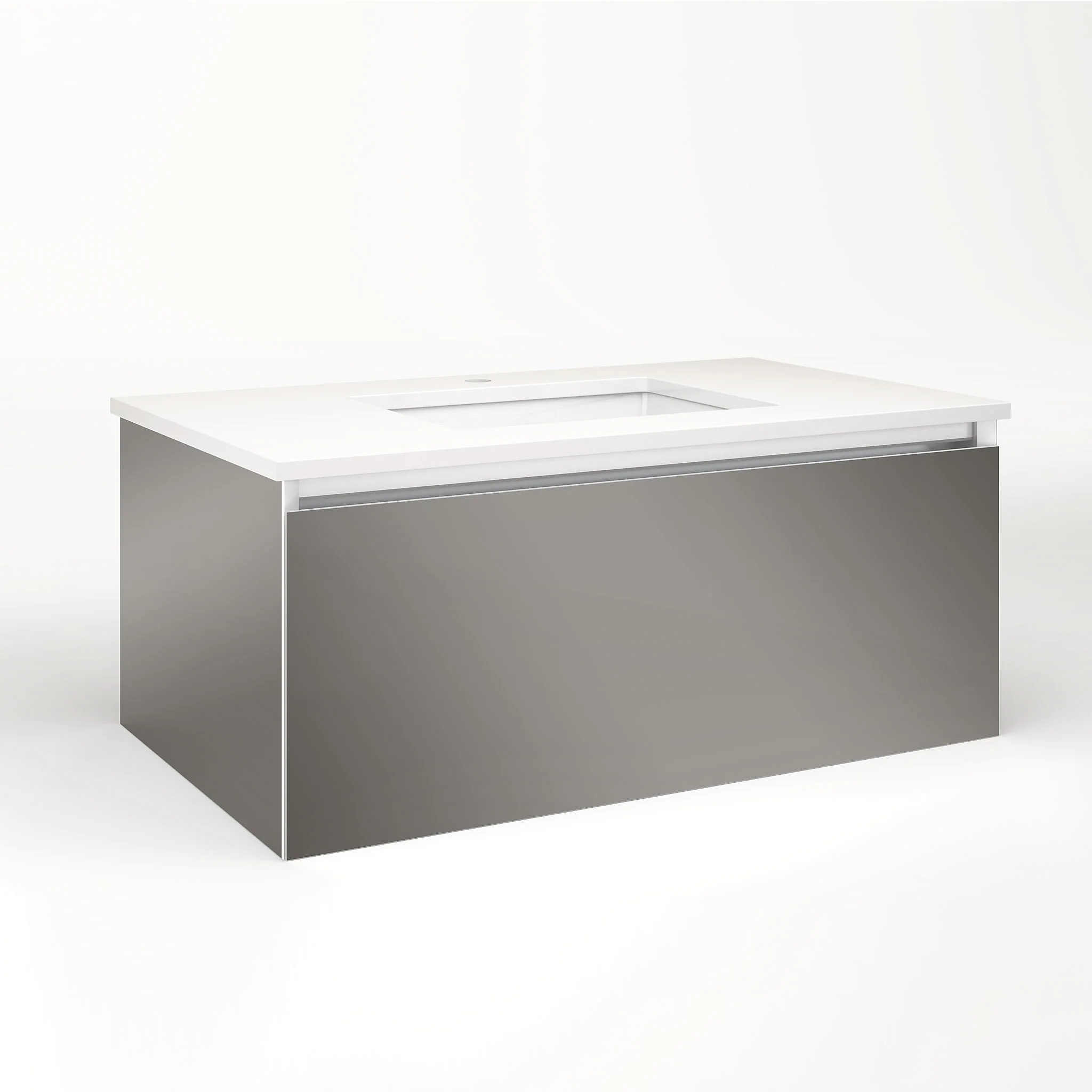 robern VM36H2D21F11L Cartesian Vanity, 36" x 15" x 21", Tinted Gray Mirror, Full Drawer, Night Light, 5000K Temperature (Cool Light)