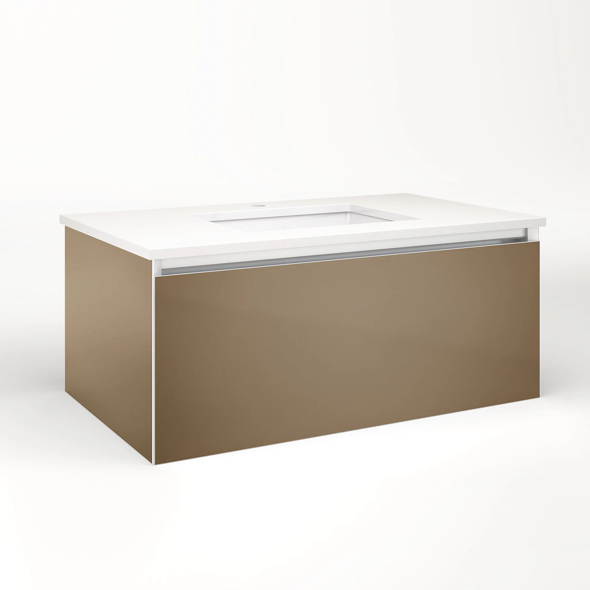 robern VM36H2D21P12L Cartesian Vanity, 36" x 15" x 21", Satin Bronze, Plumbing Drawer, Night Light, 5000K Temperature (Cool Light)