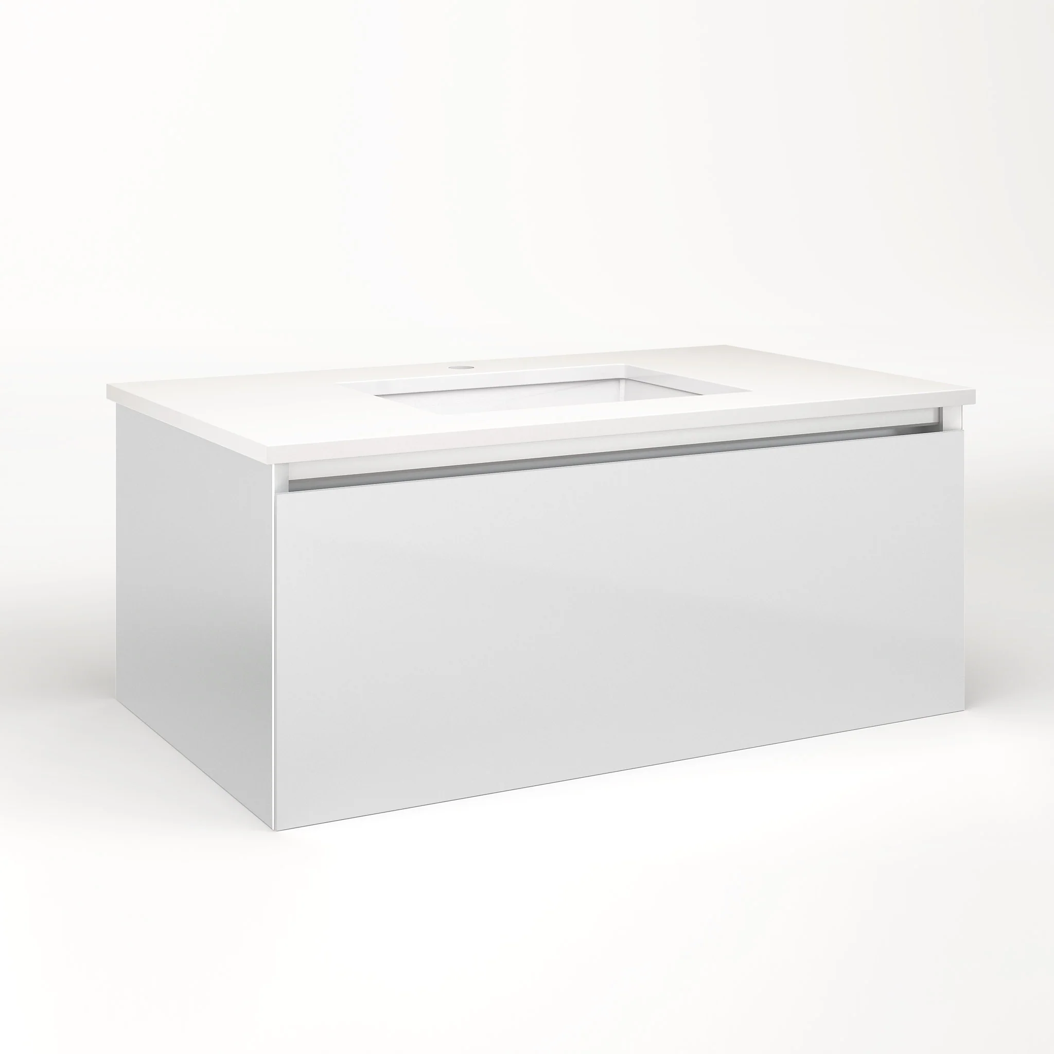 robern VM36H2D21P19L Cartesian Vanity, 36" x 15" x 21", Satin White, Plumbing Drawer, Night Light, 5000K Temperature (Cool Light)