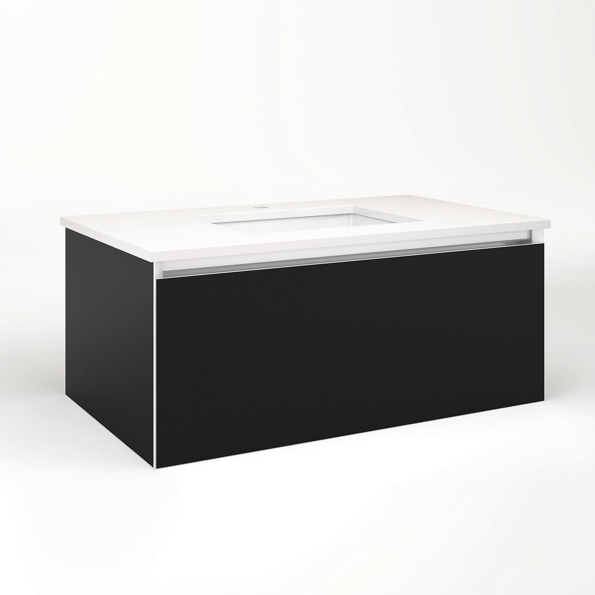 robern VM36H2D21P28L Cartesian Vanity, 36" x 15" x 21", Matte Black, Plumbing Drawer, Night Light, 5000K Temperature (Cool Light)
