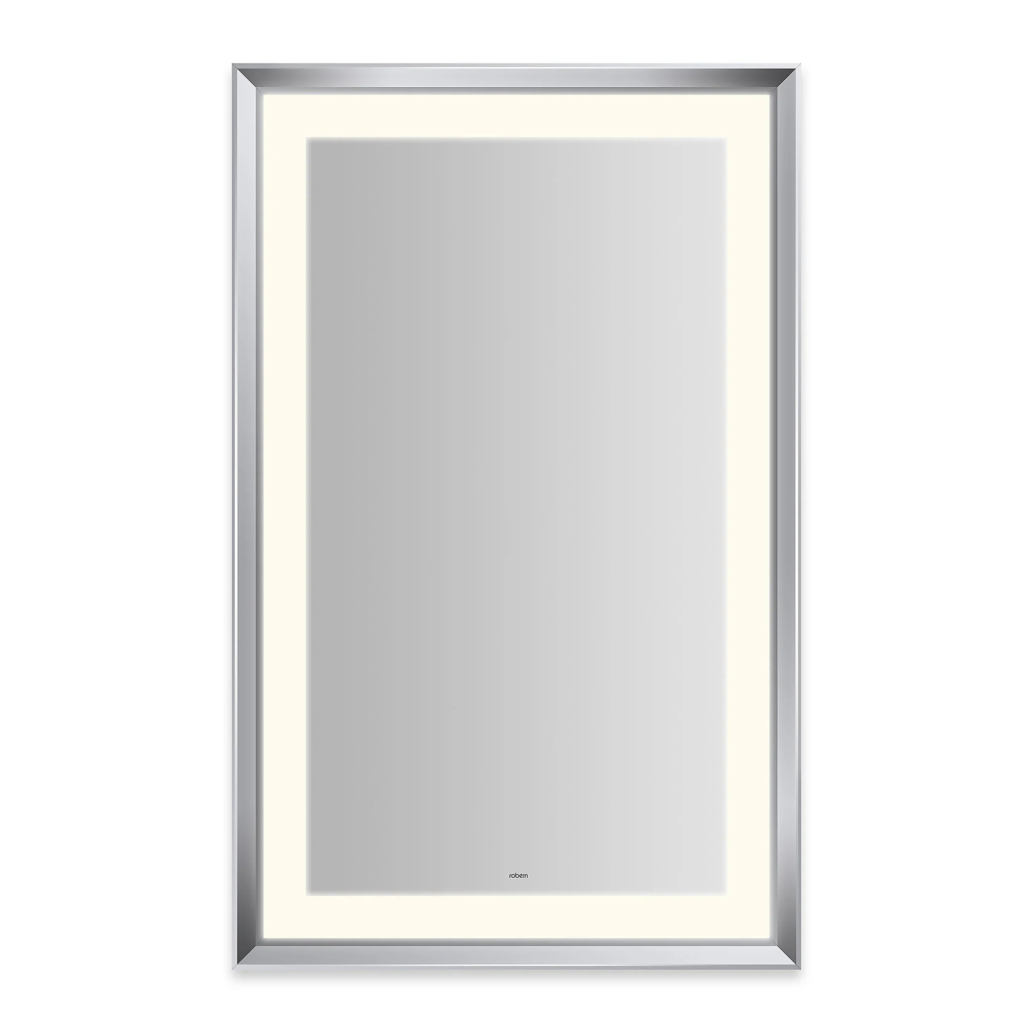 robern YM2743RPCMD3K76 Sculpt Lighted Mirror, 27?ǥ x 43?ǥ x 2-5/16?ǥ, Chamfer Museum Frame, Chrome, Perimeter Light Pattern, 2700K Color Temperature (Warm White), Dimmable, Defogger, Title 24 Compliant